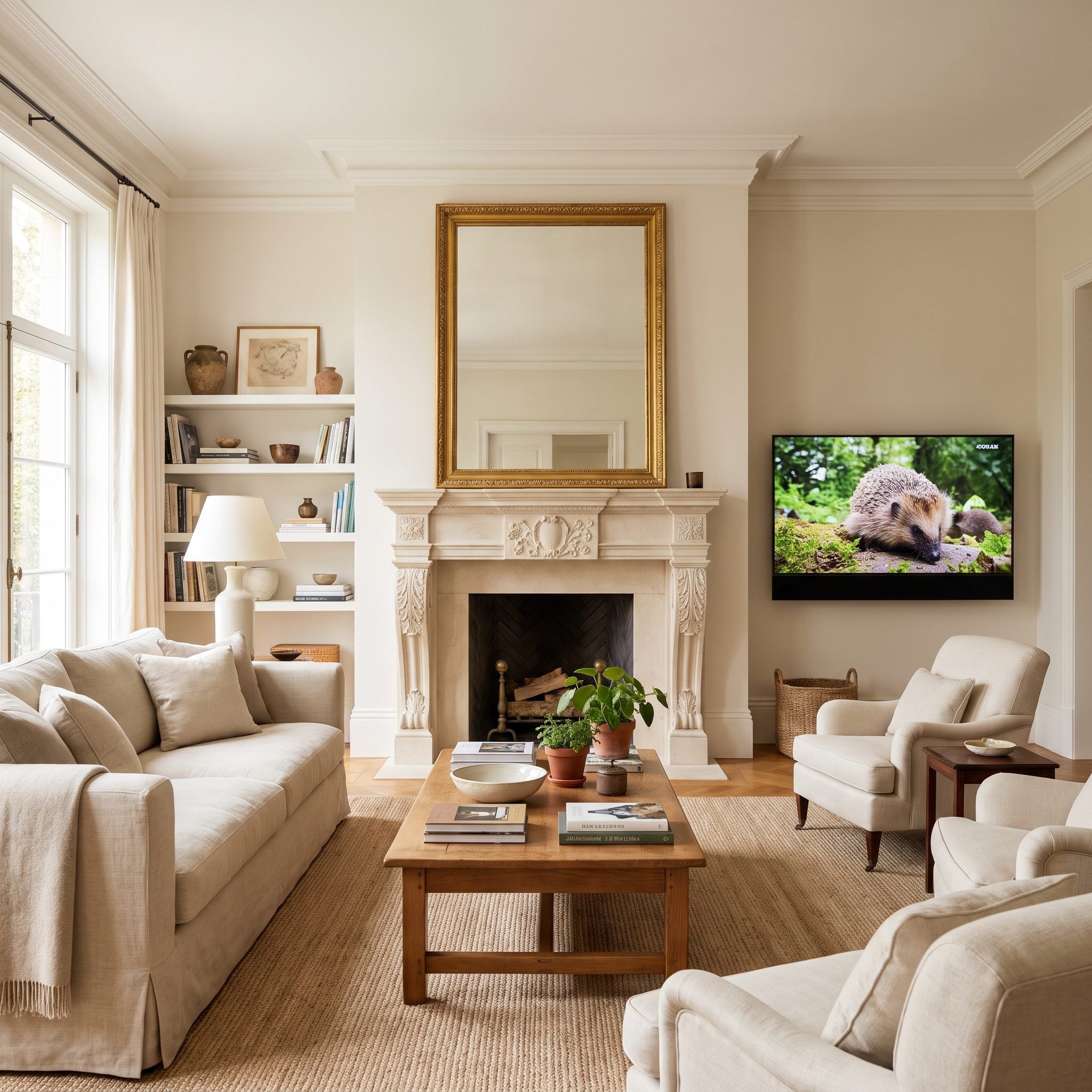 The Fireplace Kept as the Focal Point While the TV Moves to a Secondary Wall