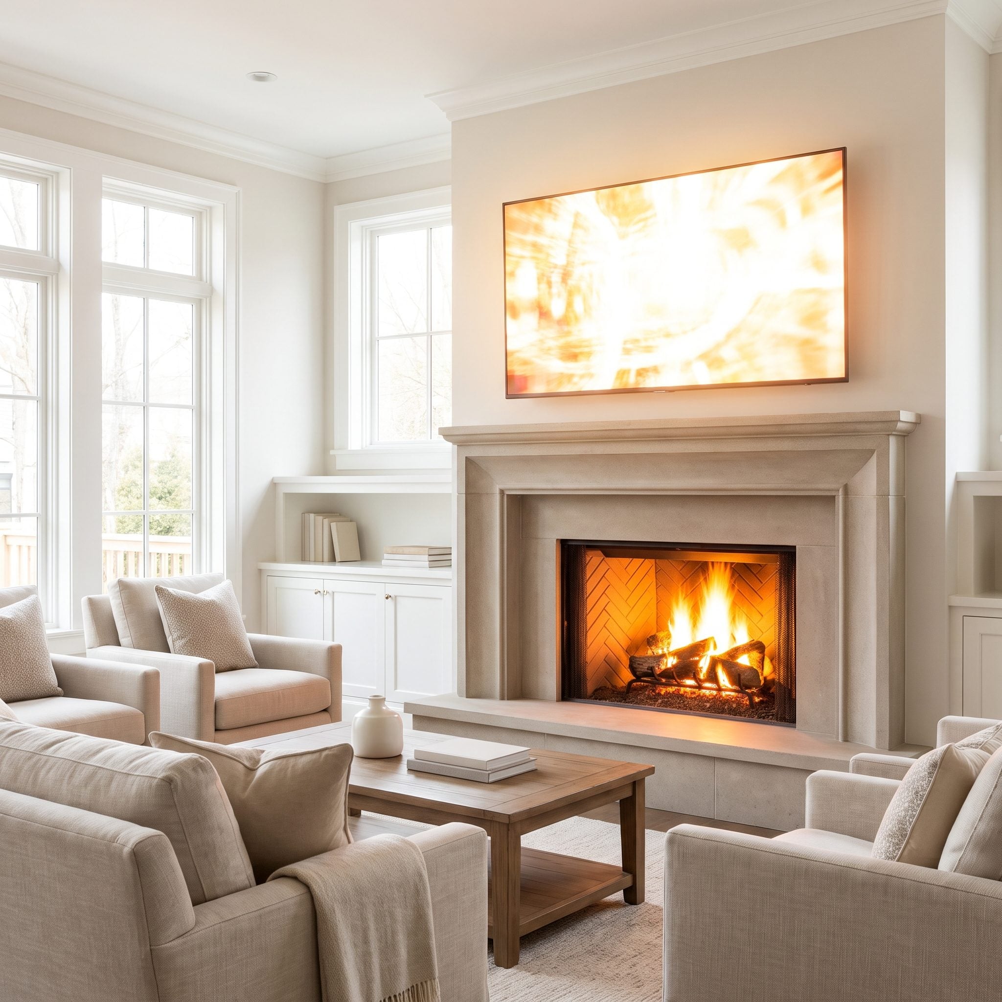 The Fireplace and TV Fighting to Be the Room's Focal Point