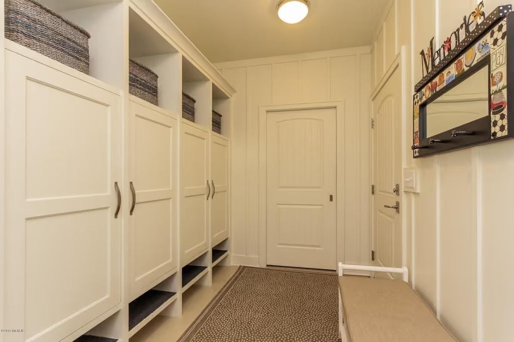 Mudroom Built Like It Means Business, Right Down to the Cubby Shelving