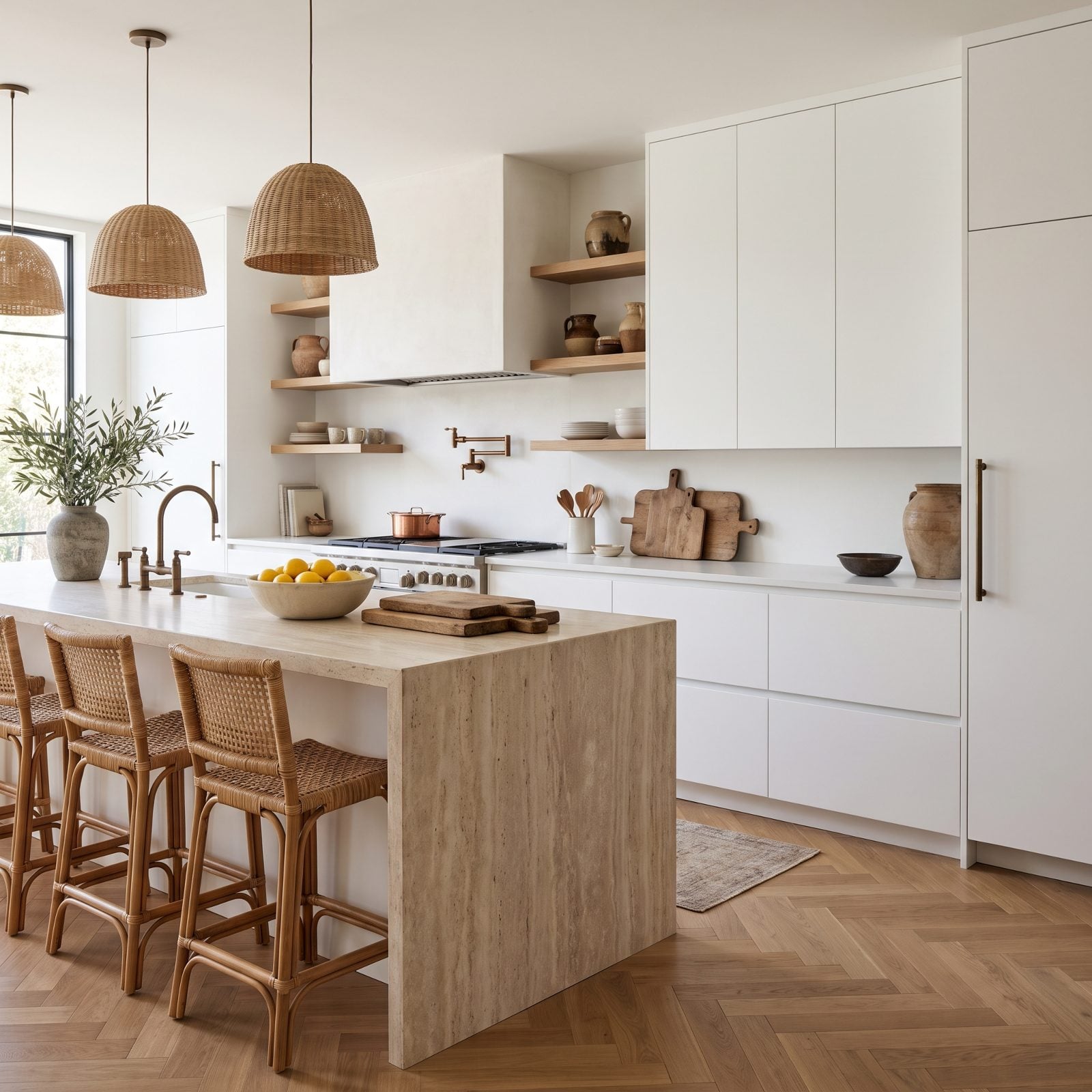 Flat White Slab Cabinets With No Texture or Shadow