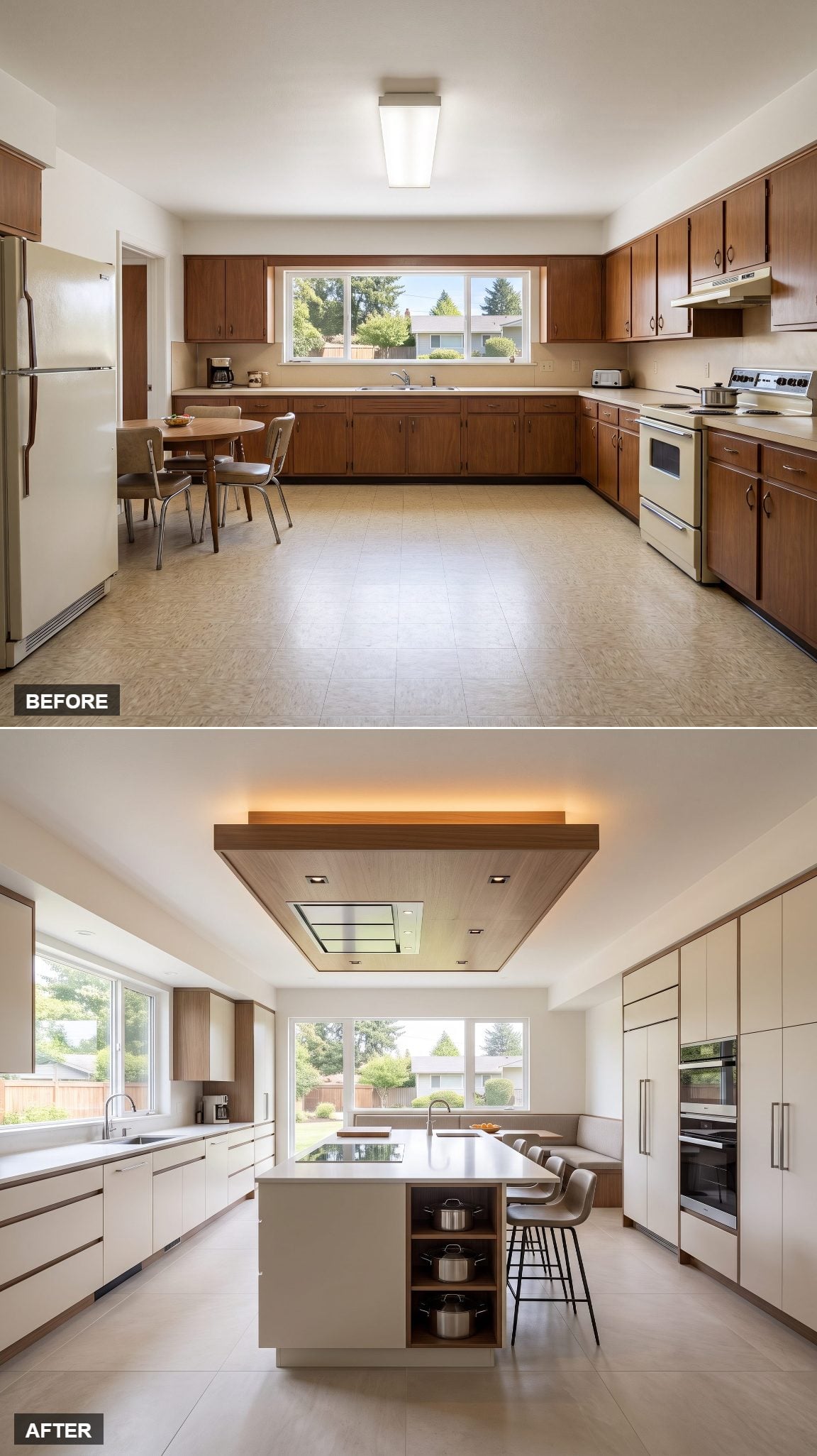 A Floating Canopy That Keeps the Ceiling Low and the Island Loud