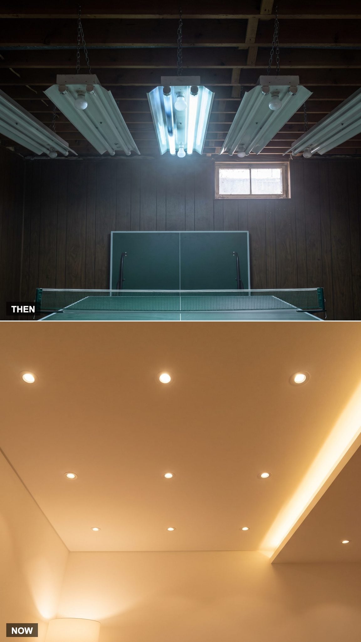 Fluorescent Shop Lights → Recessed and Layered Lighting