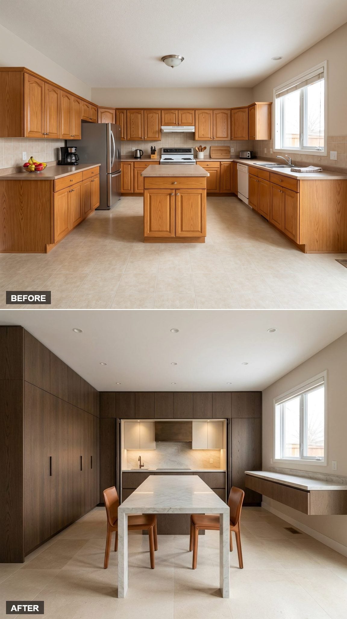 Flush Rift-Cut Oak Panels Hide an Entire Kitchen Behind Quiet Architecture