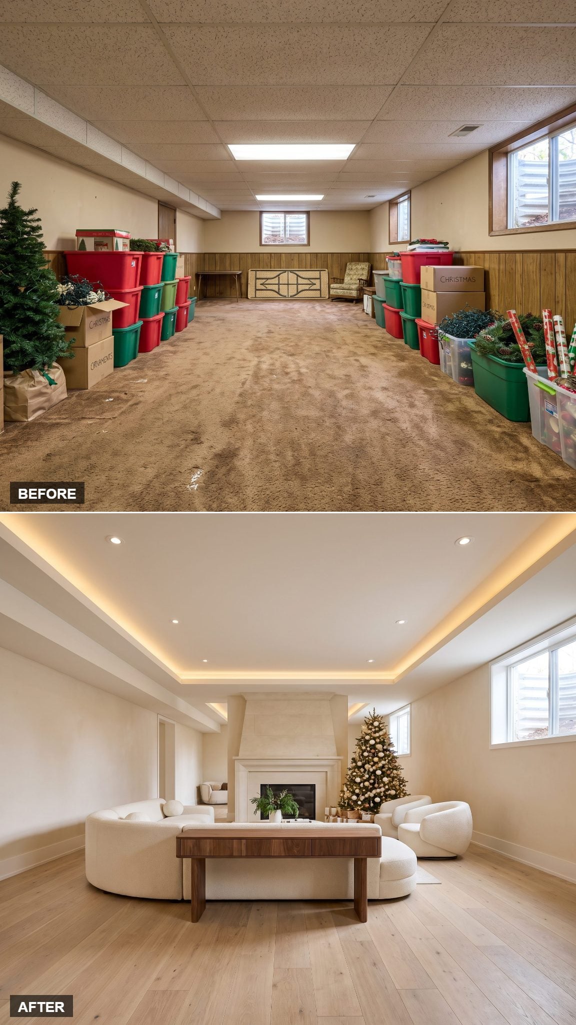 From Forgotten Storage to Ultra-Luxe Contemporary Christmas Lounge