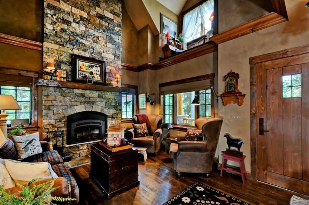 Floor-to-Ceiling Stone and a Fireplace That Means Business