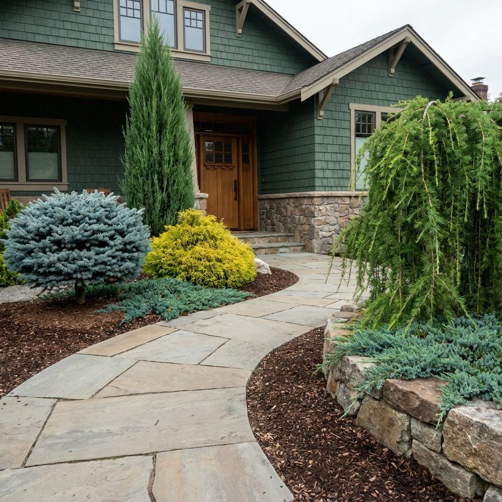 A Front Yard Built Almost Entirely on Dwarf Conifers