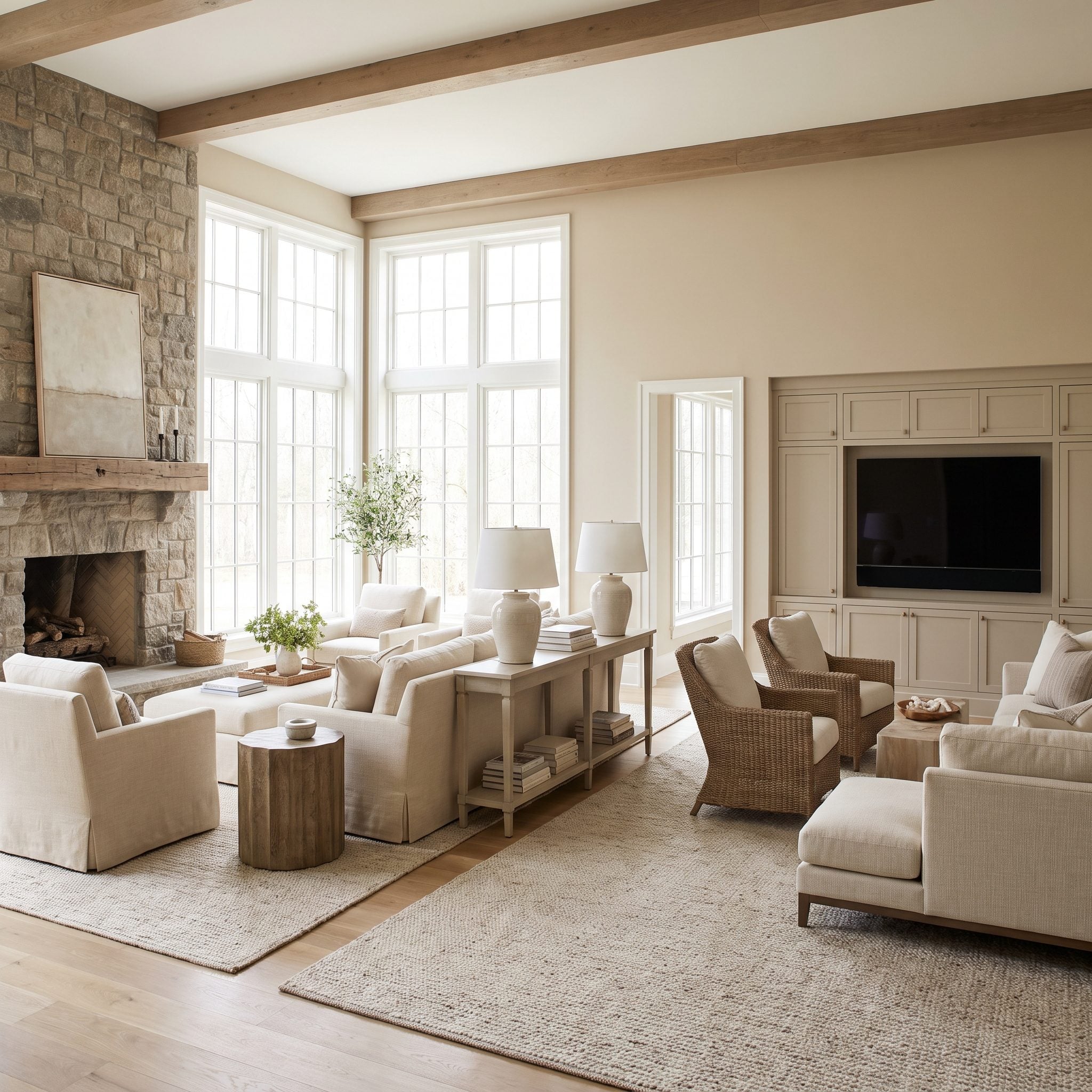 The Furniture Layout With Separate Fireplace and TV Sightlines