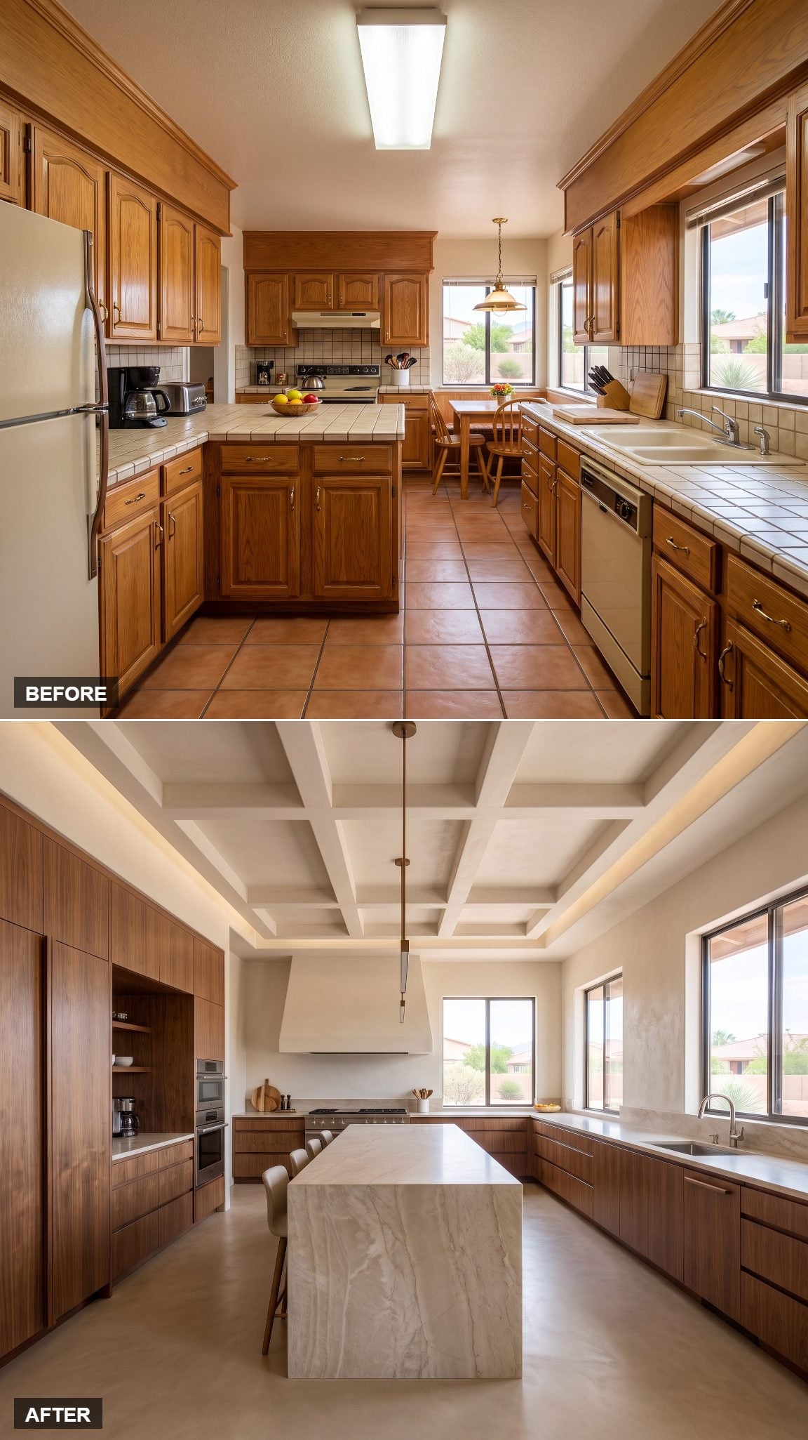 The Gallery Kitchen with One Long Monolithic Island