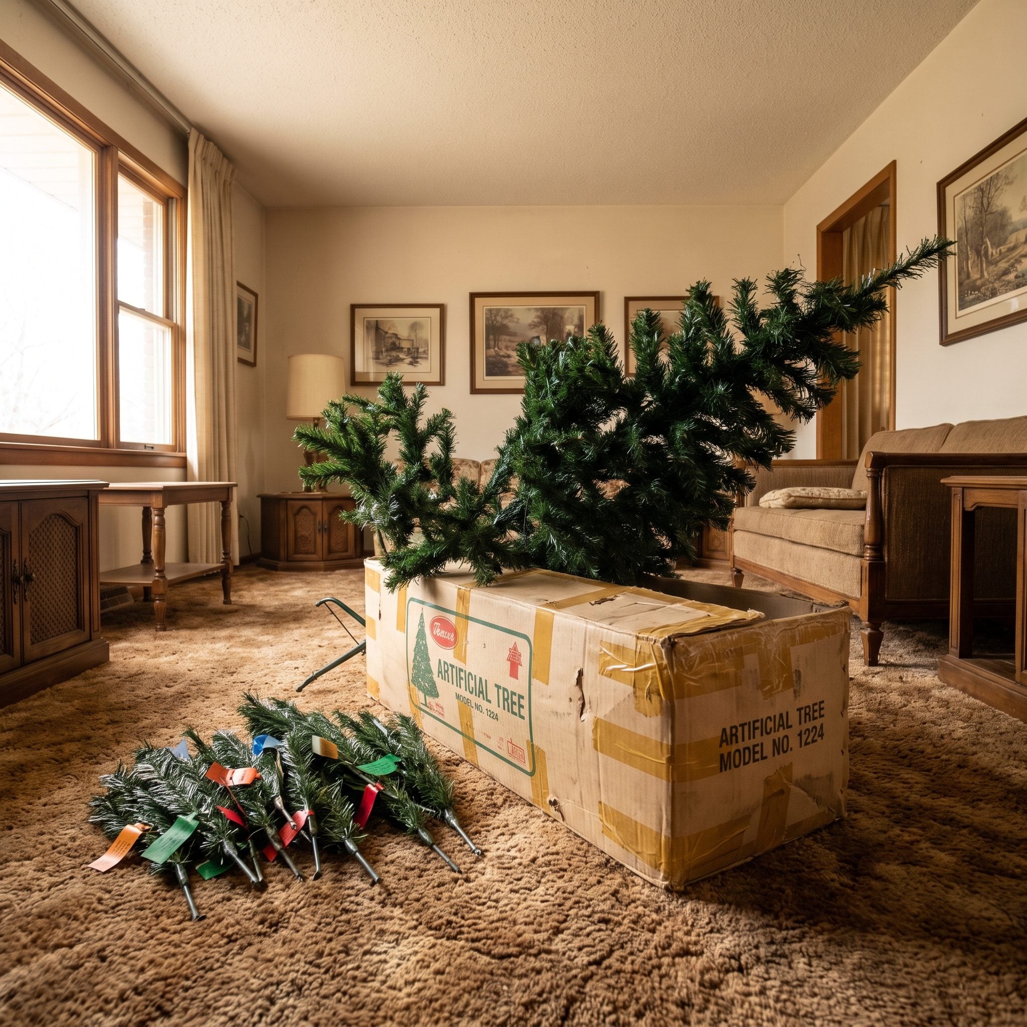 The Giant Artificial Tree Dragged Up From Its Cardboard Box