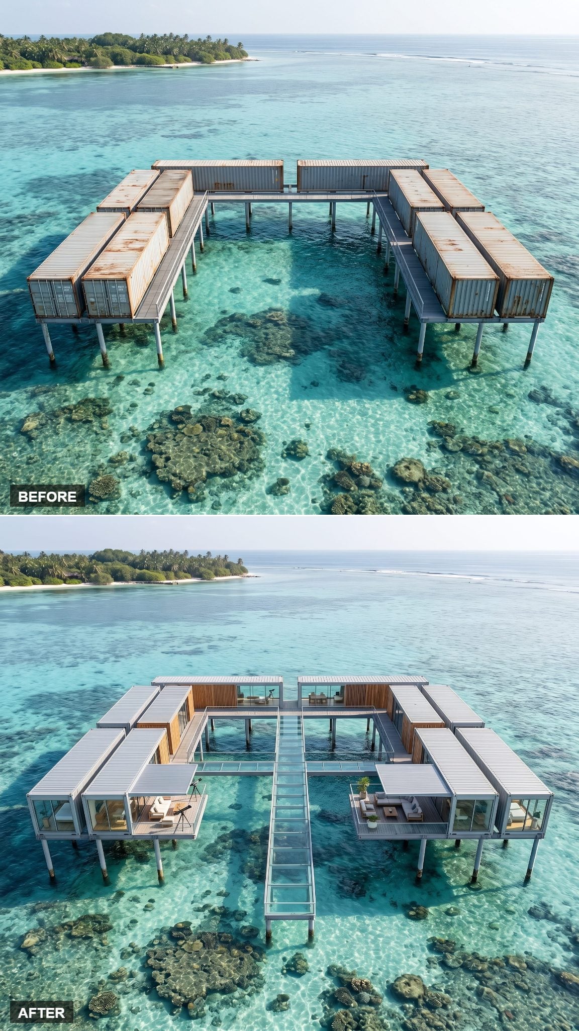 The Glass Walkway That Floats Over Living Coral