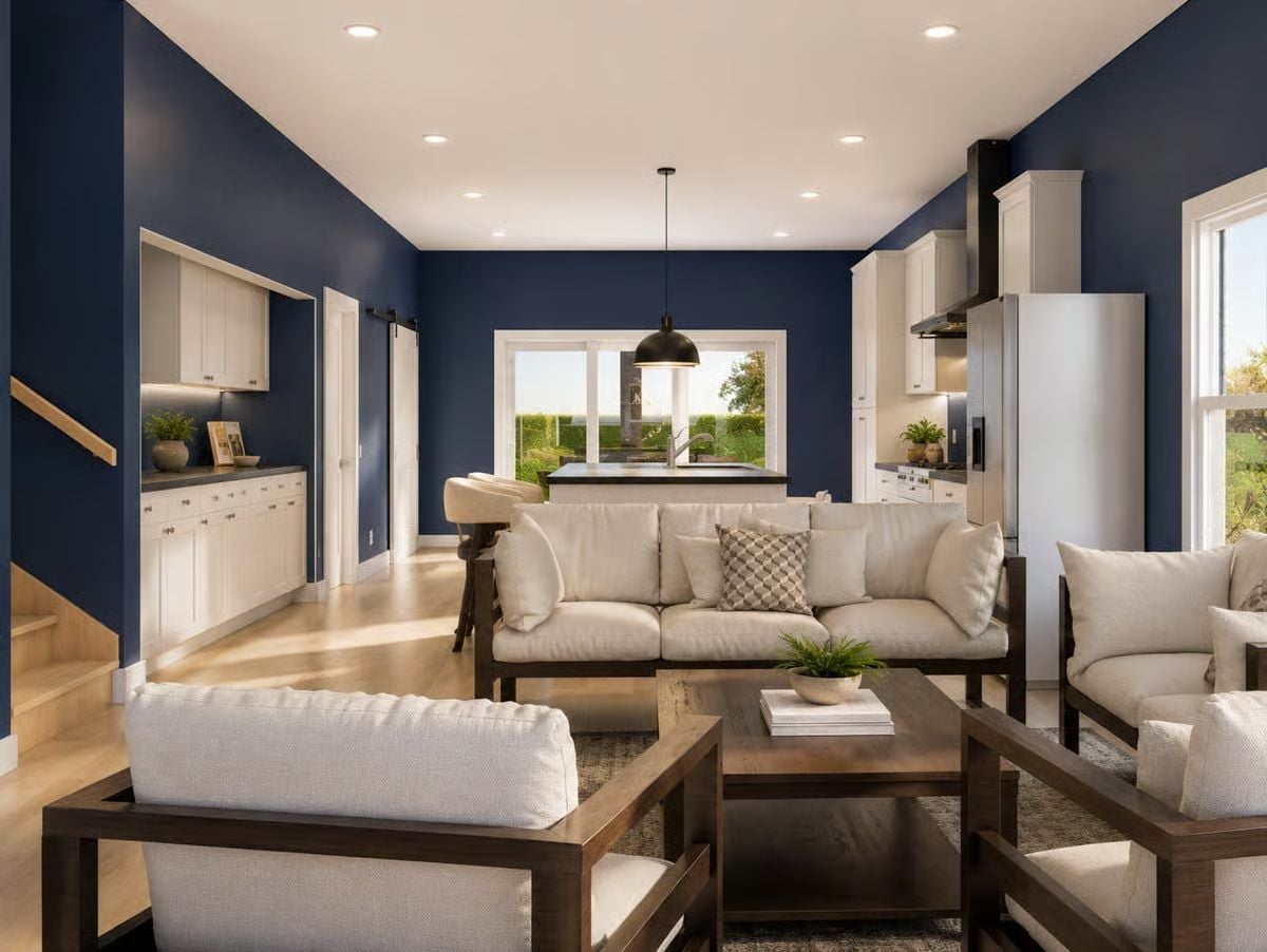 Navy Walls Bold Enough to Make White Cabinetry Work Harder
