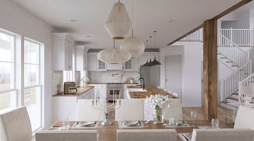 Woven Pendants, Butcher Block, and a Menorah That Grounds the Whole Room