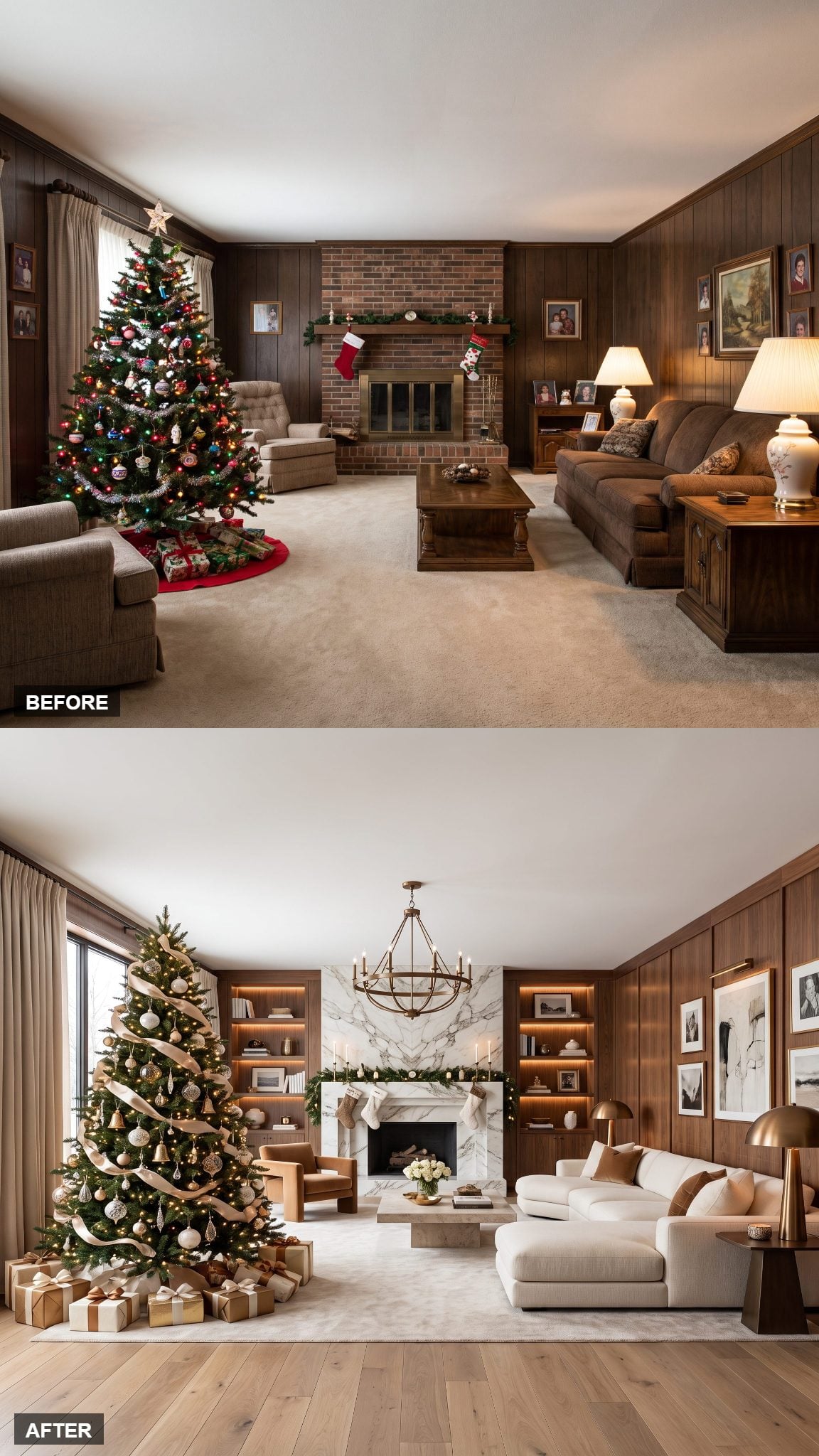 The Grand Christmas Eve Finale in Book-Matched Marble and Walnut