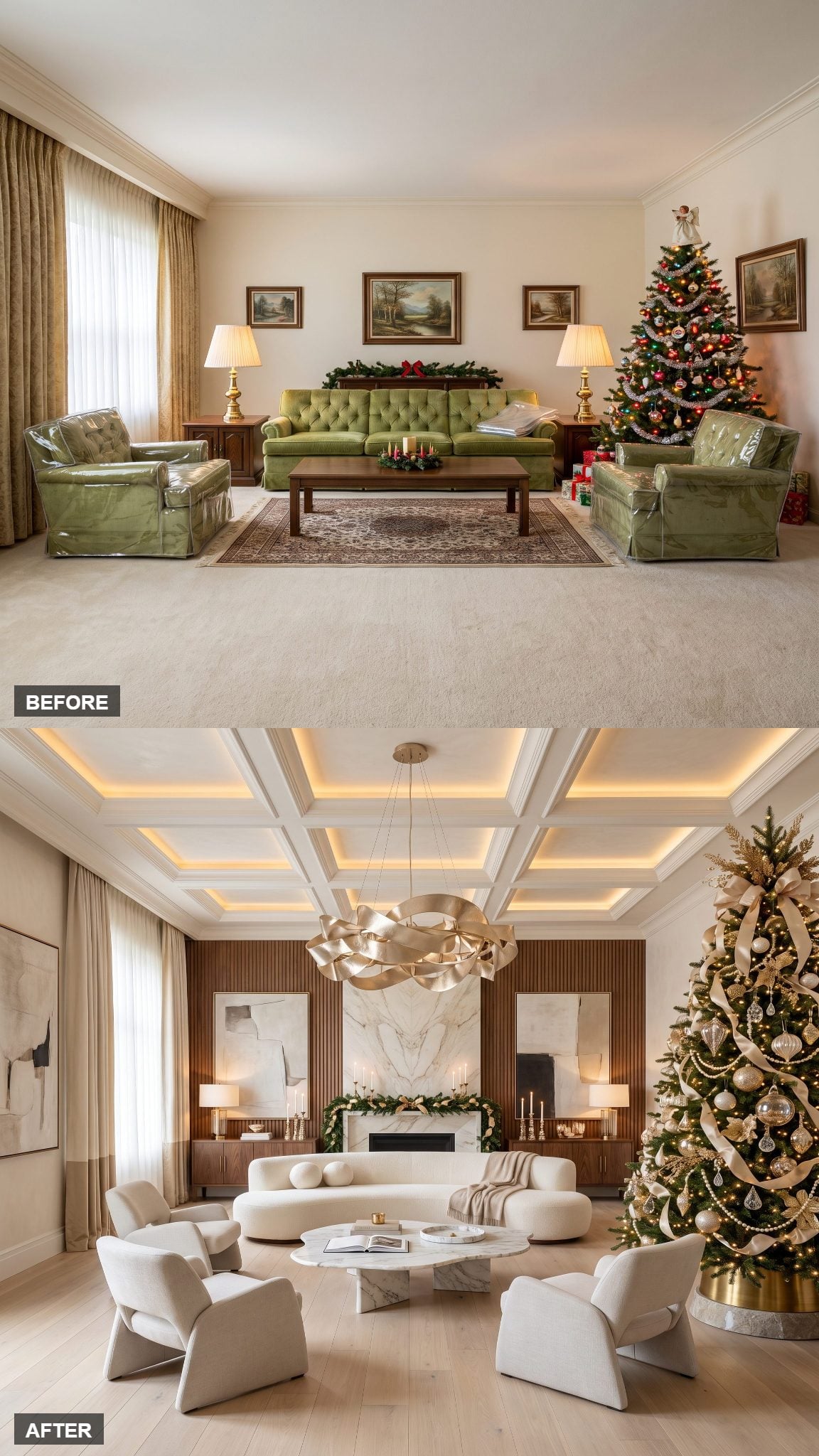 The Grand Contemporary Christmas Finale in Marble, Walnut, and Champagne Silk
