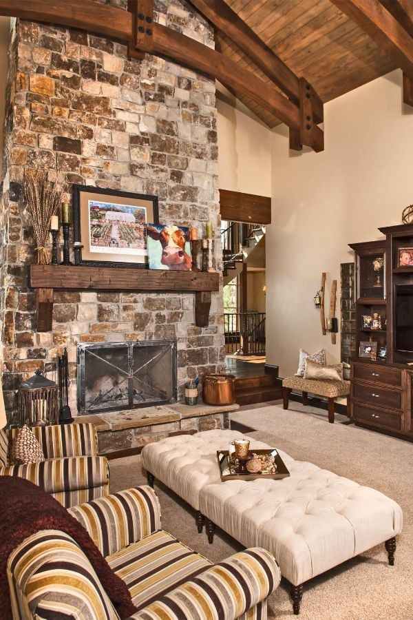 Soaring Stone Fireplace That Earns Every Inch of Wall Space