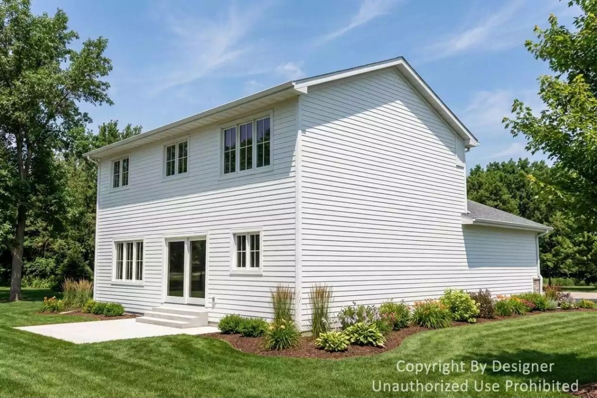 White Vinyl Siding and Smart Window Placement on the Rear Elevation