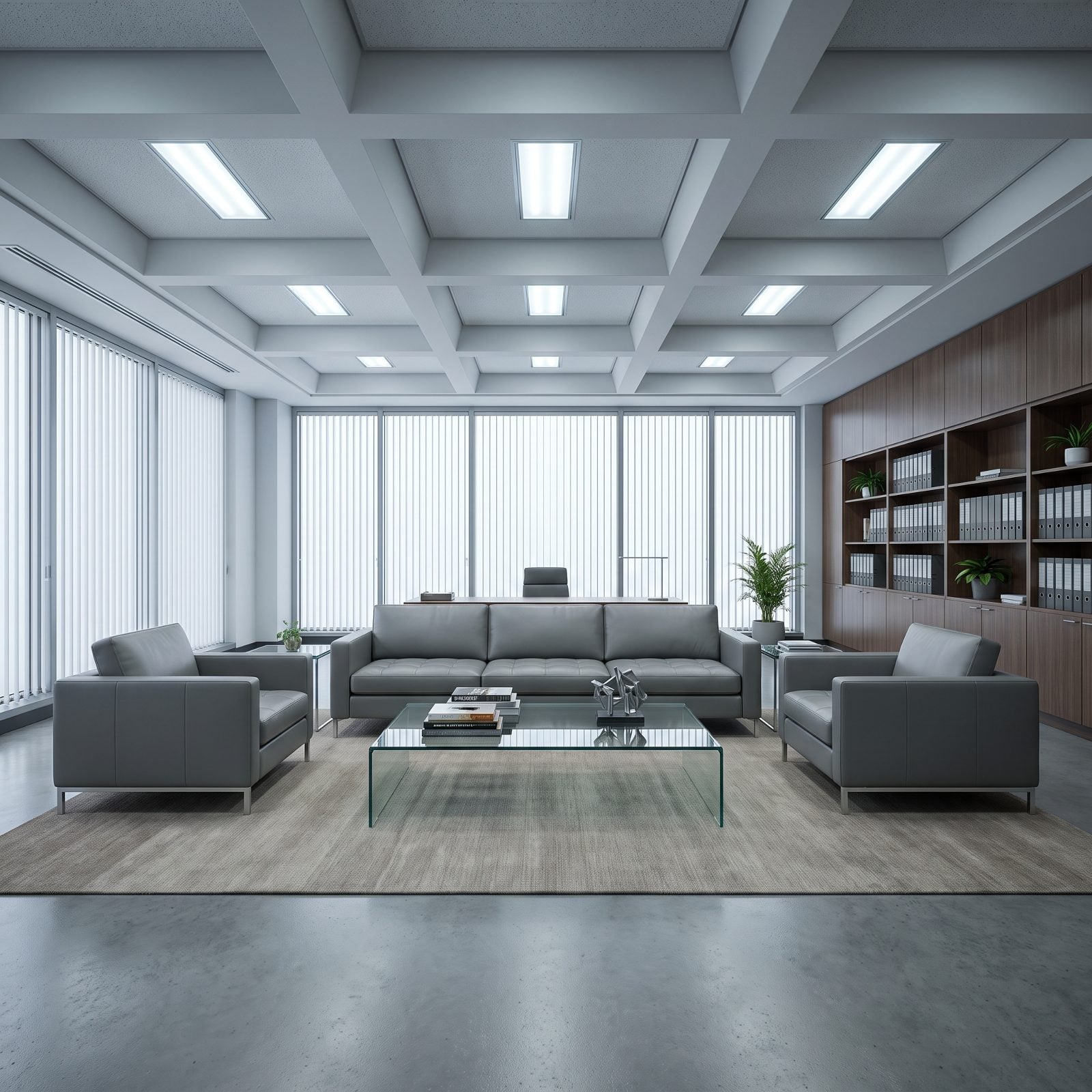 A Gray Leather Sofa Making the Room Feel Corporate