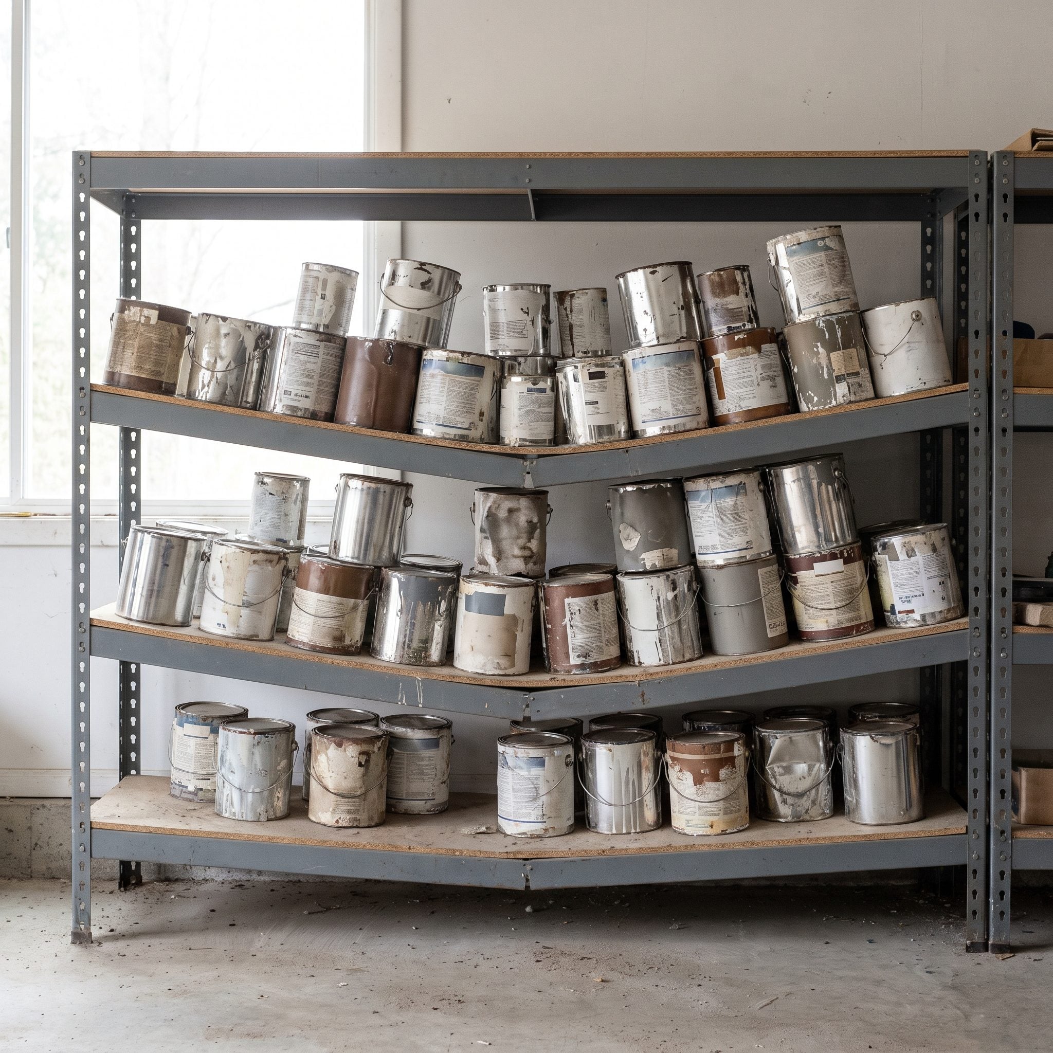 The Gray Metal Shelving Groaning Under Paint Cans: $30 to $50 a Unit