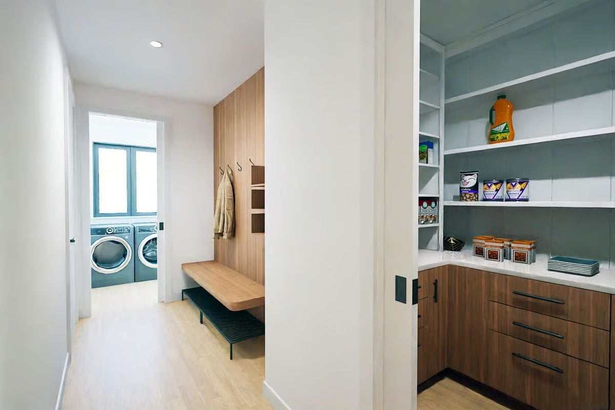 Mudroom, Pantry, and Laundry Room Walk Into the Same Hallway