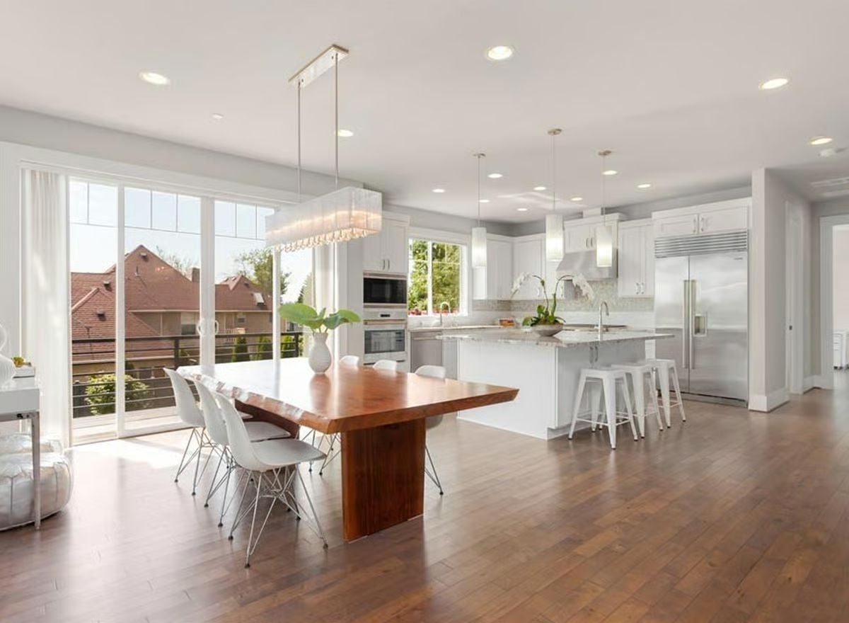 Live-Edge Walnut Dining Table in a Kitchen-Open Plan That Actually Works