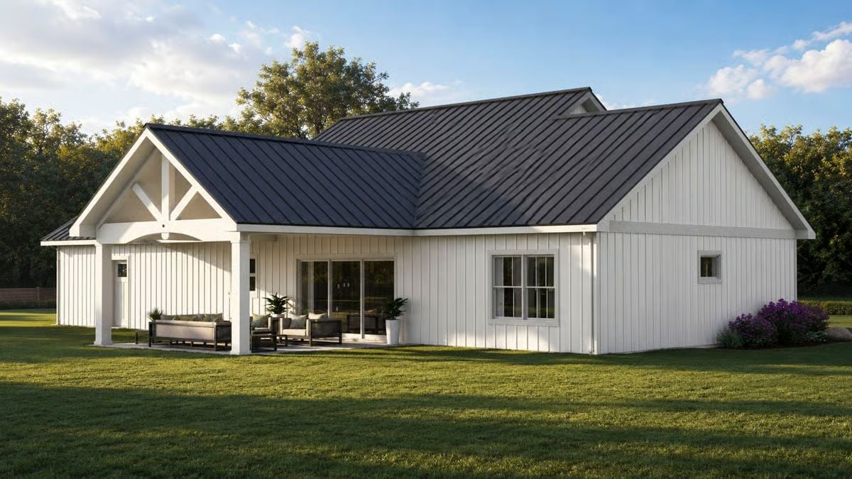 Board-and-Batten White Exterior with a Covered Porch Built for Actual Use