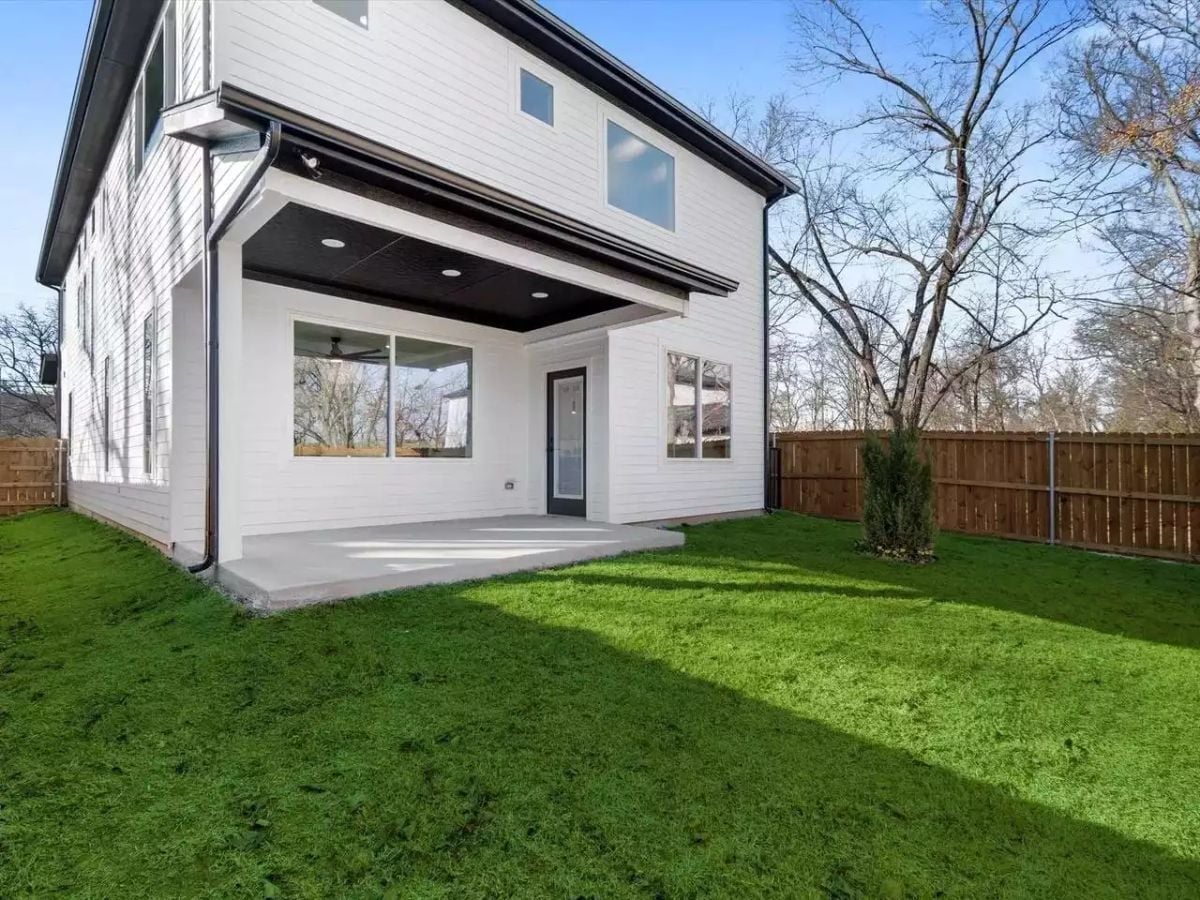 Covered Back Porch With Recessed Lights Does the Job Without Overcomplicating It