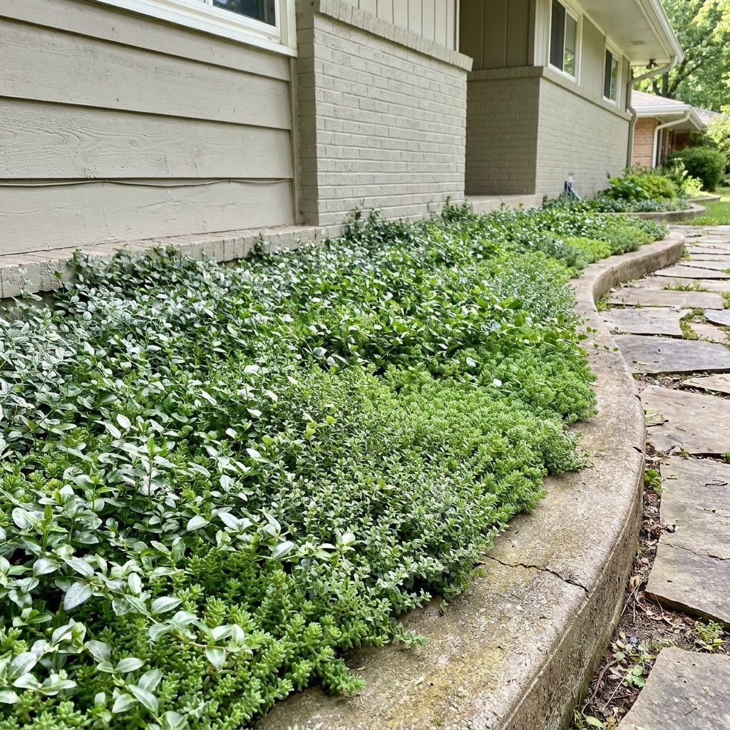 Groundcover Replacing Awkward Lawn Around the House