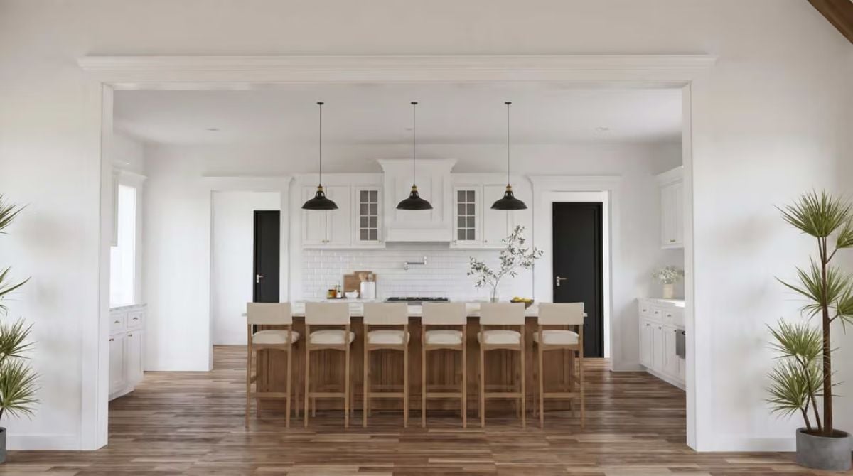 Six Bar Stools, Three Pendants, One Kitchen Built for a Crowd