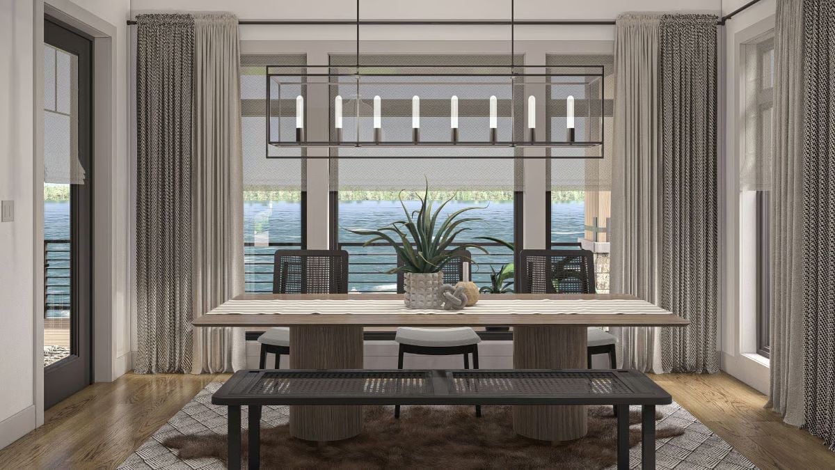 Lake Views Frame Every Seat at This Dining Room Table