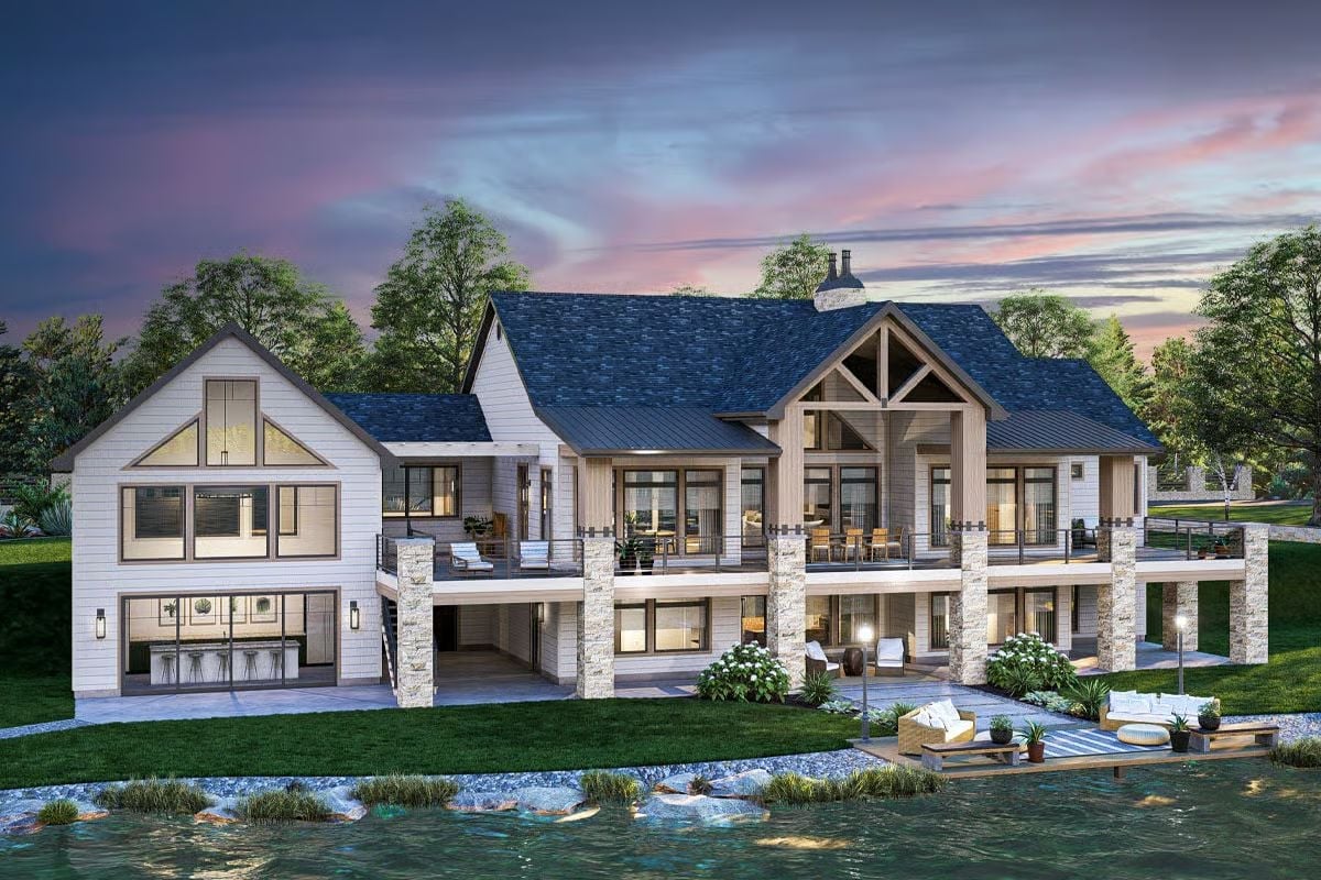 Lakefront Rear Elevation Built for Sunset Watching and Staying Too Long