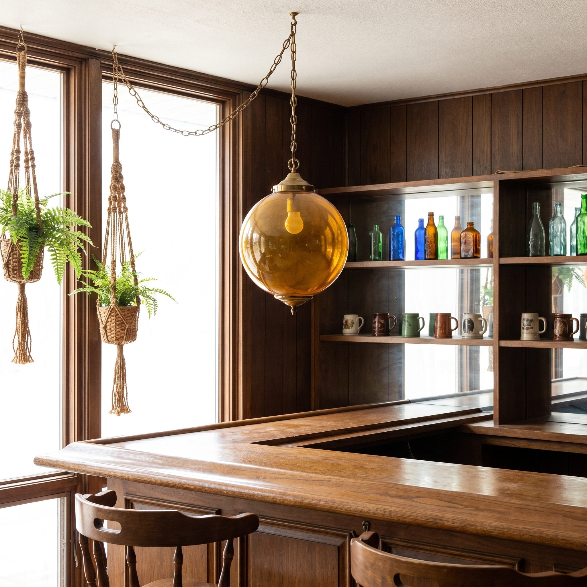 The Hanging Swag Lamp Over the Bar: Around $25 to $60