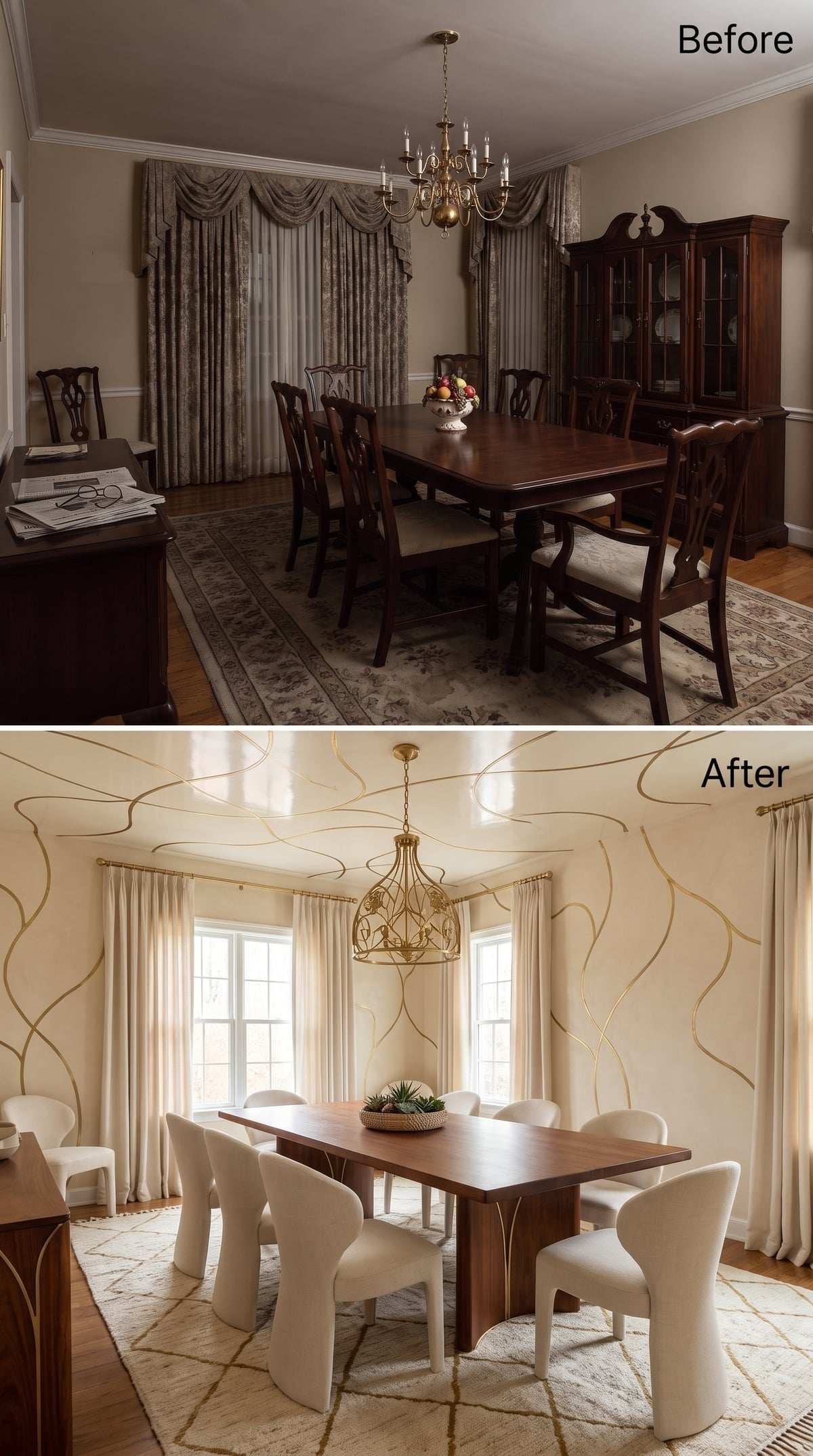 Gold Brushstrokes on the Ceiling Changed Everything About This Room