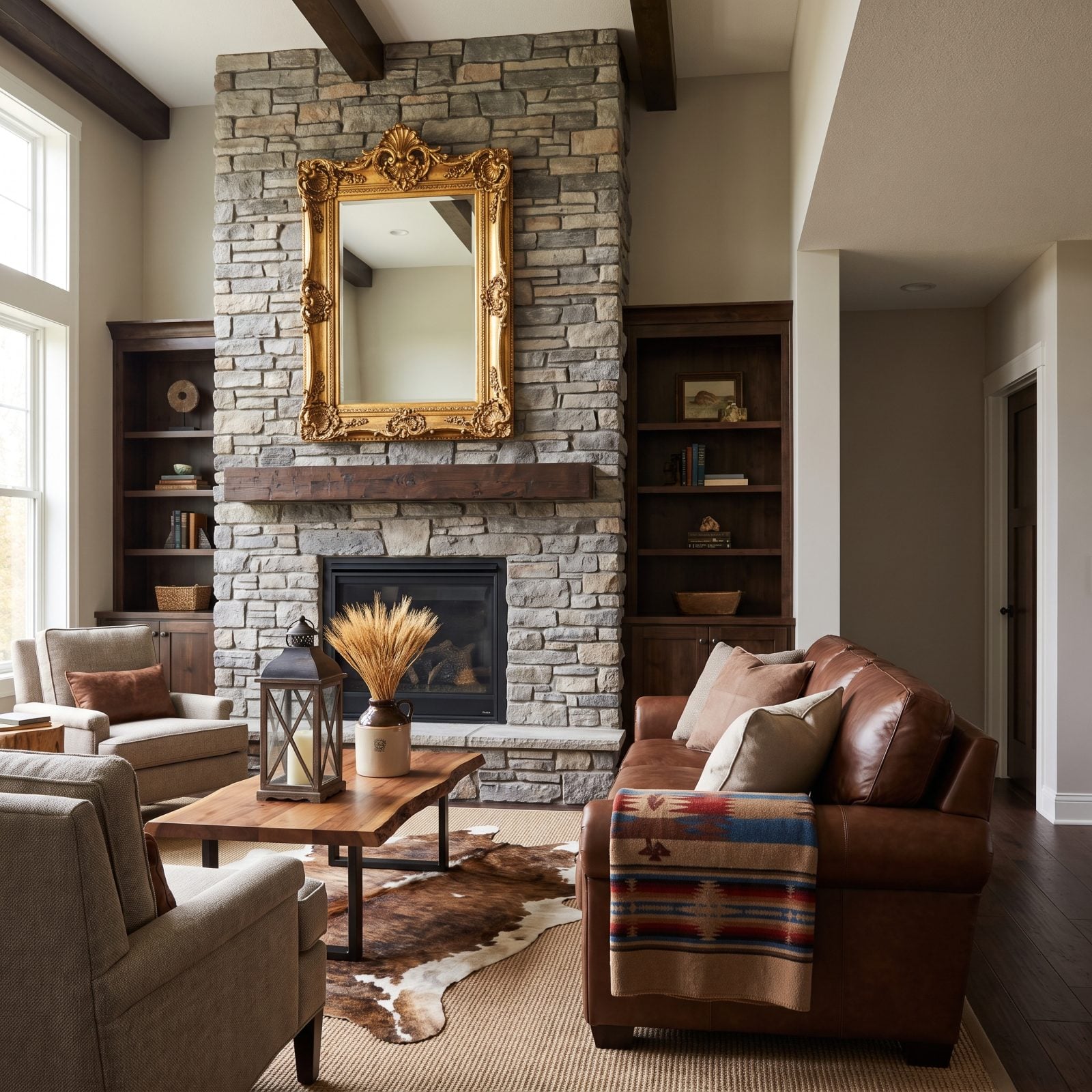 The Heavy Gilt Frame Wrestling With Rough Fieldstone