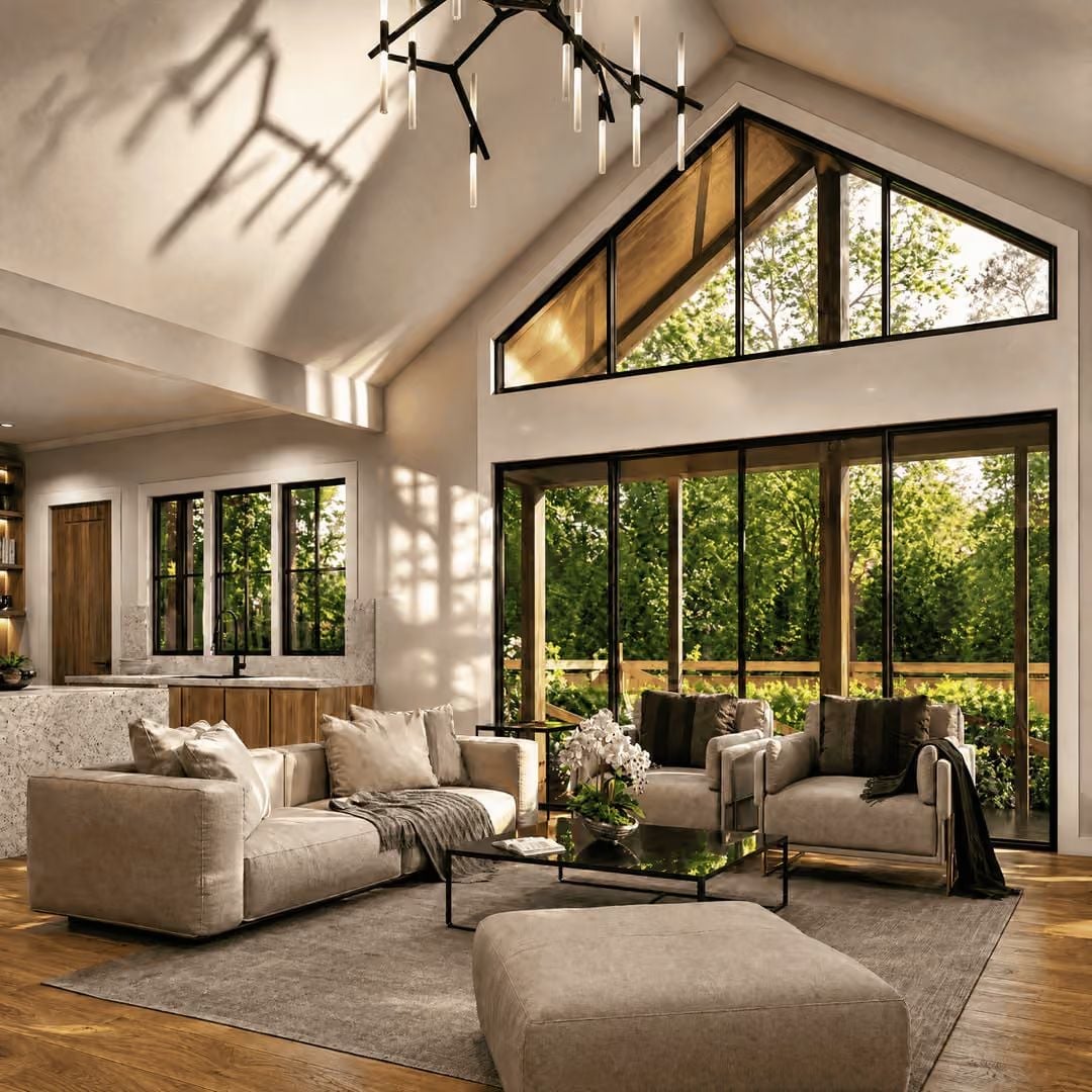 Vaulted Glass Wall Brings the Tree Line Inside Without a Single Curtain