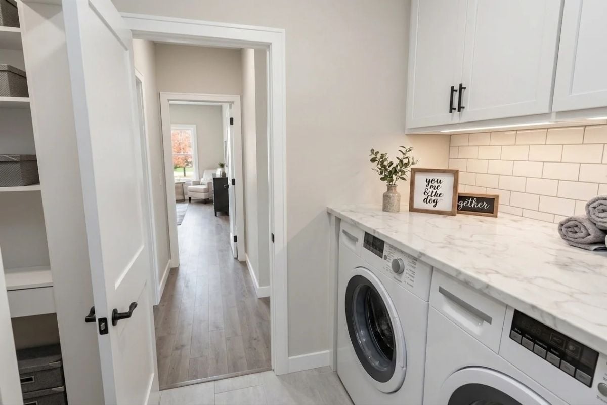 Marble Countertop Over the Washer and Dryer Is a Flex Worth Stealing