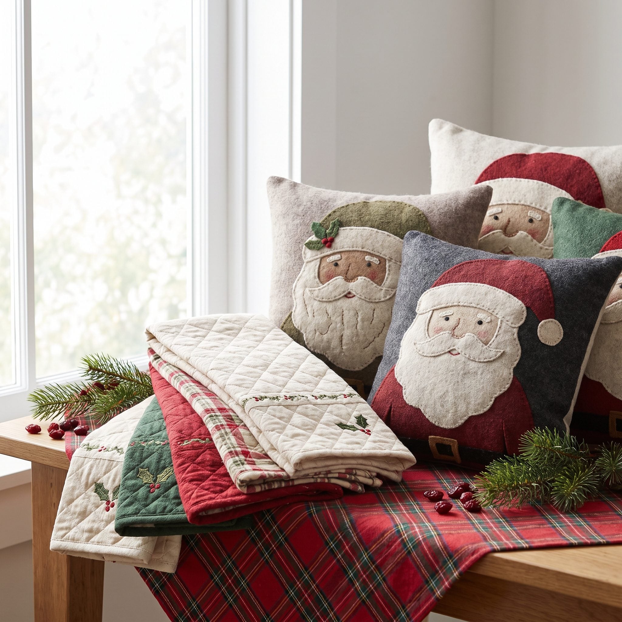 Holiday Throw Pillows, Tablecloths, and Kitchen Towels Everywhere You Looked