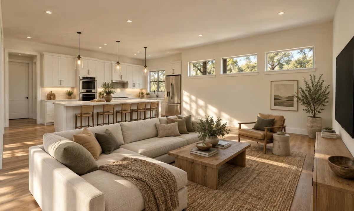 Linen Sectional, Jute Rug, and Sunlight That Does Most of the Work