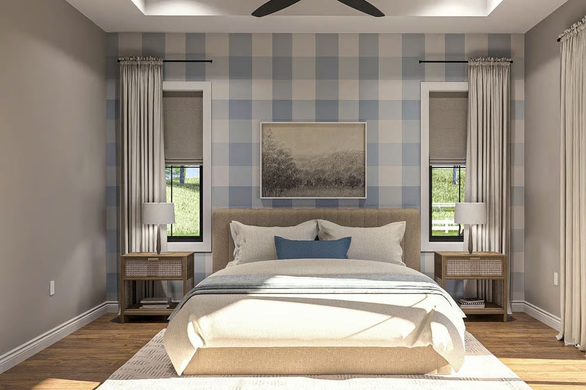Buffalo Check Accent Wall With Enough Confidence to Skip the Gallery