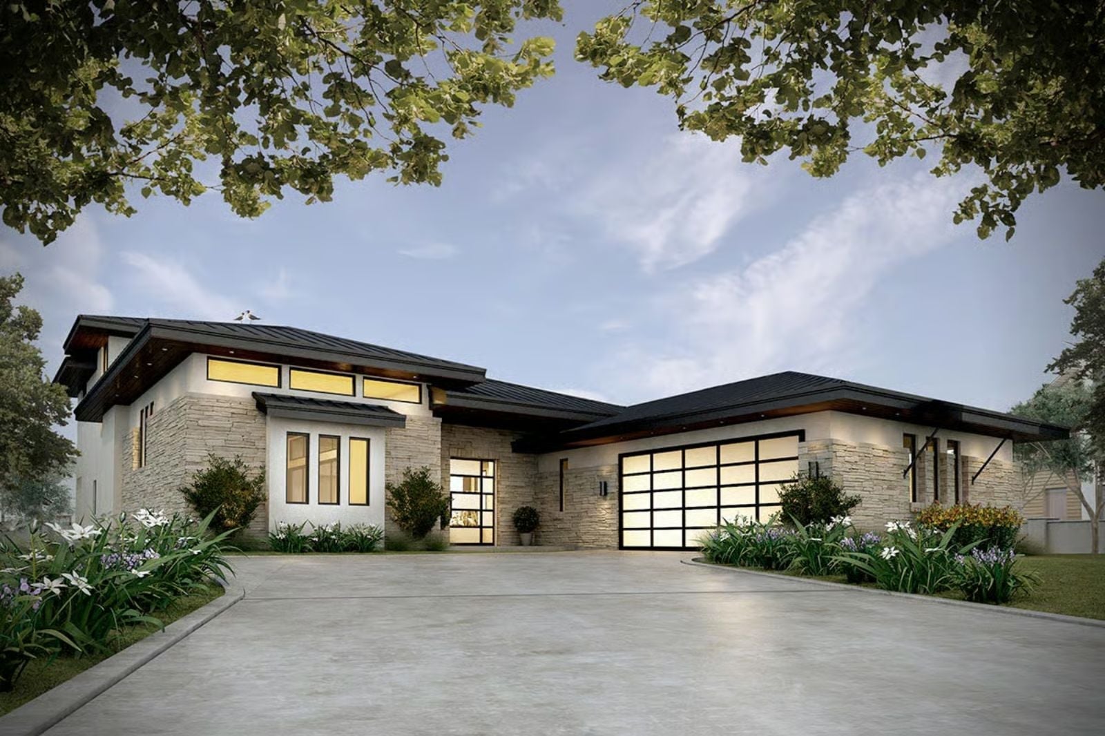 Horizon Ledge 4-Bedroom Contemporary with Family Loft Designed for Families with Teenagers Who Need Their Own Wing (Floor Plan)