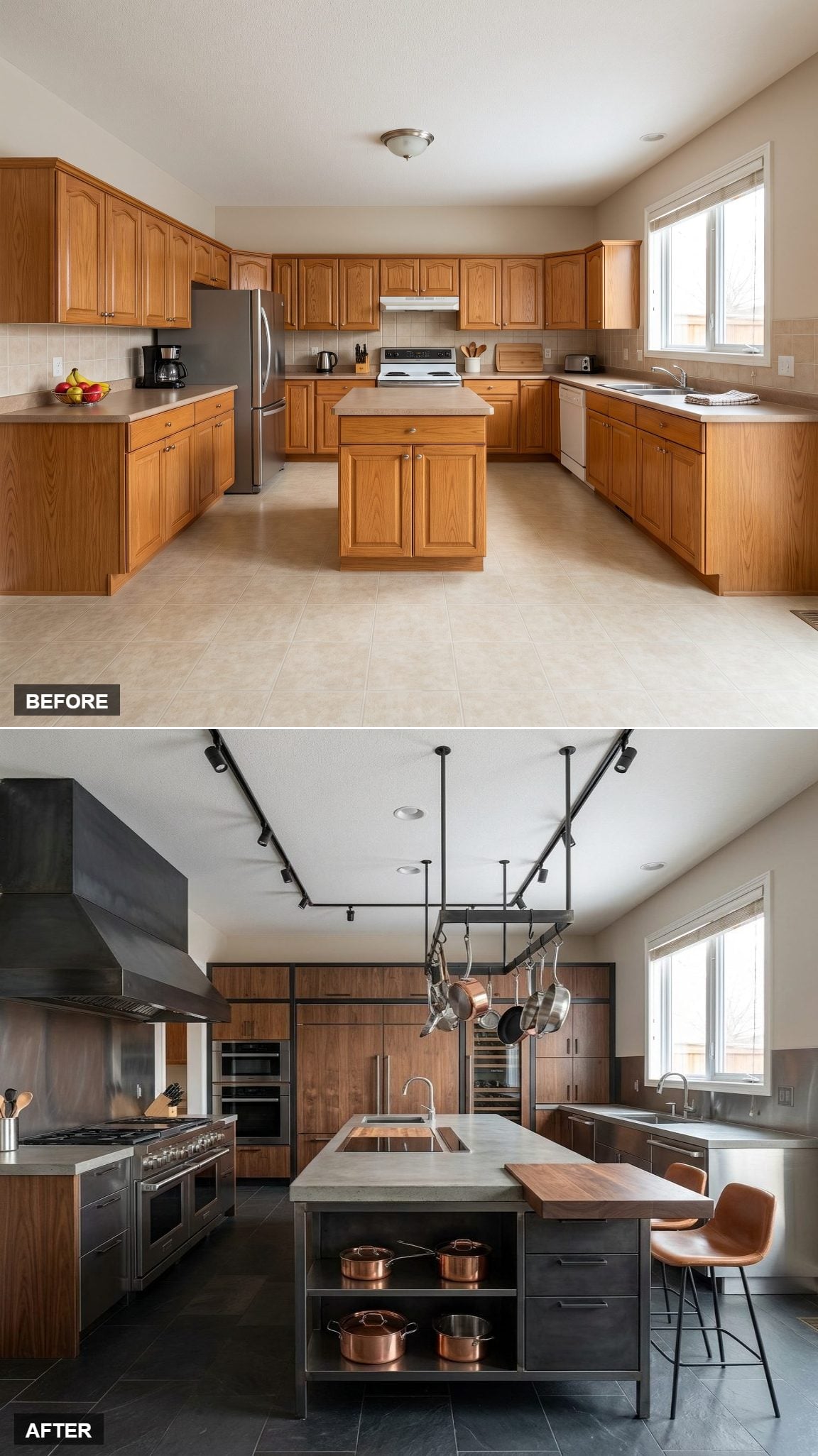 Industrial Luxury Kitchen with Blackened Steel, Honed Concrete and a Restaurant-Scale Chef's Island