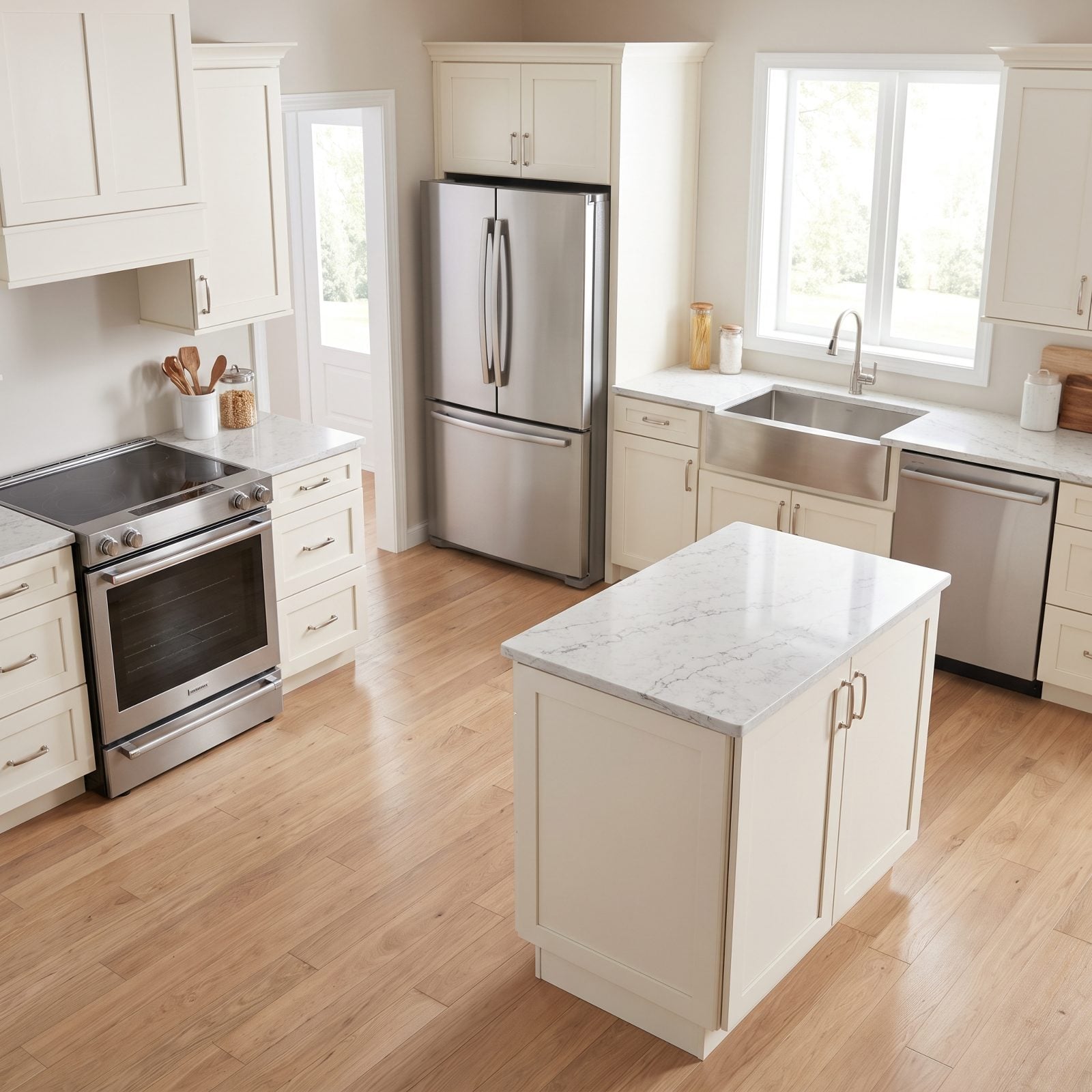 An Island Positioned So It Doesn’t Obstruct the Sink-Fridge-Cooktop Workflow