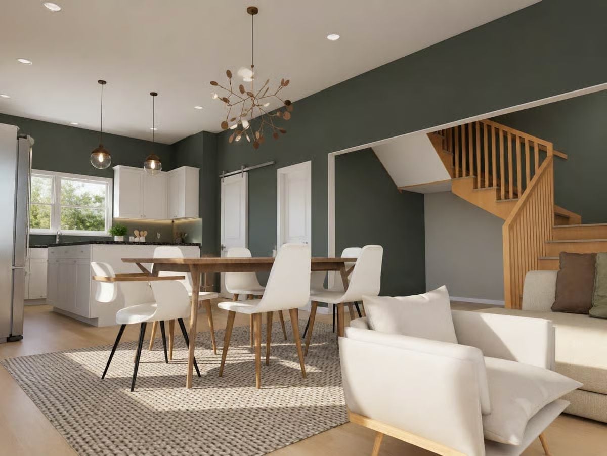 Sage Walls Do the Heavy Lifting So the Furniture Doesn't Have To