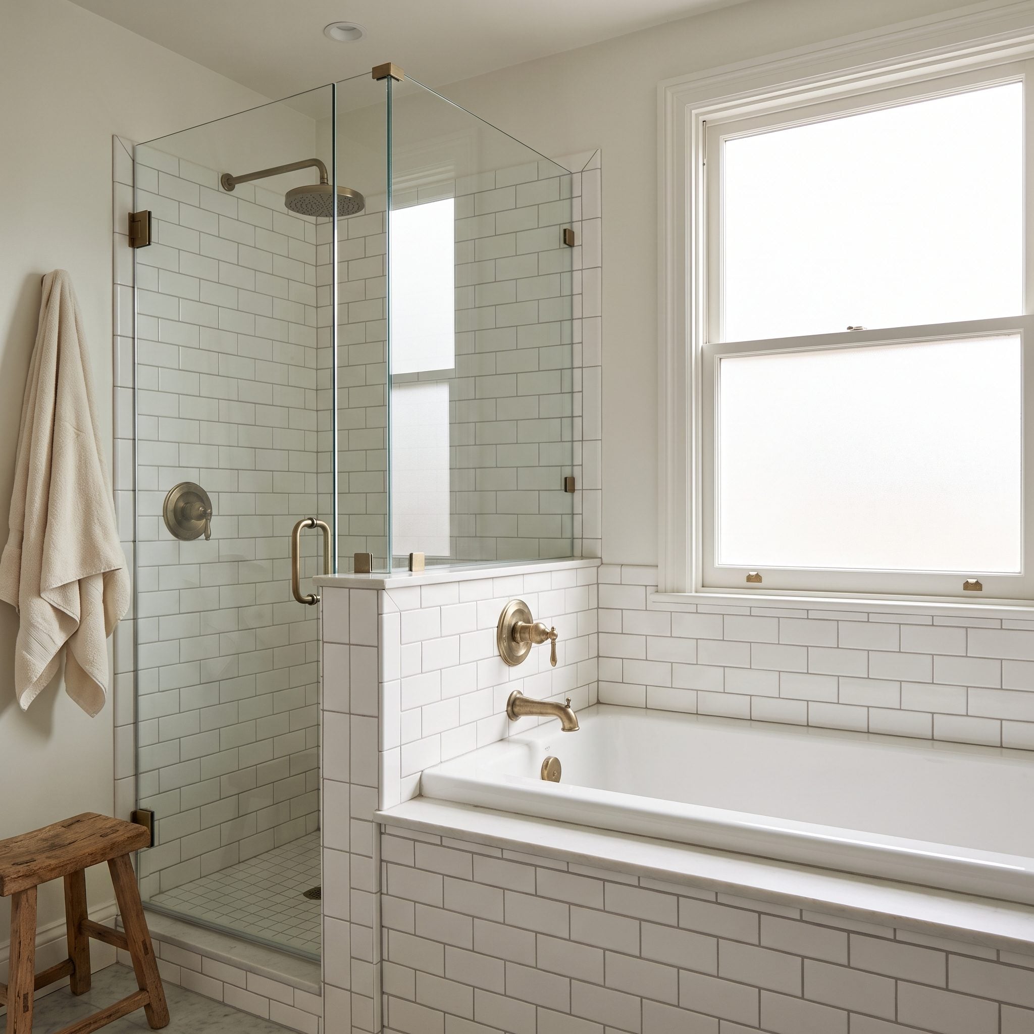 Keep a Built-In Alcove Tub and Add a Separate Walk-In Shower