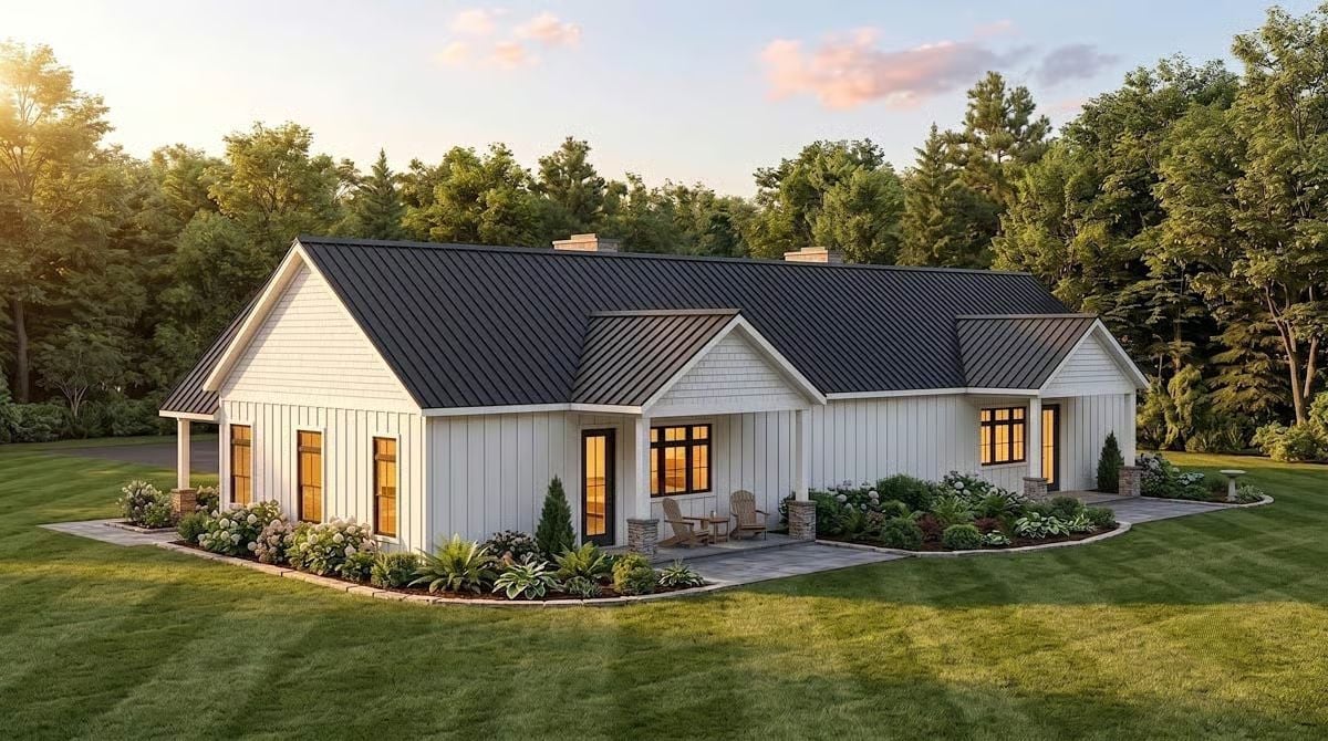Board-and-Batten White Siding With a Metal Roof That Earns Its Keep