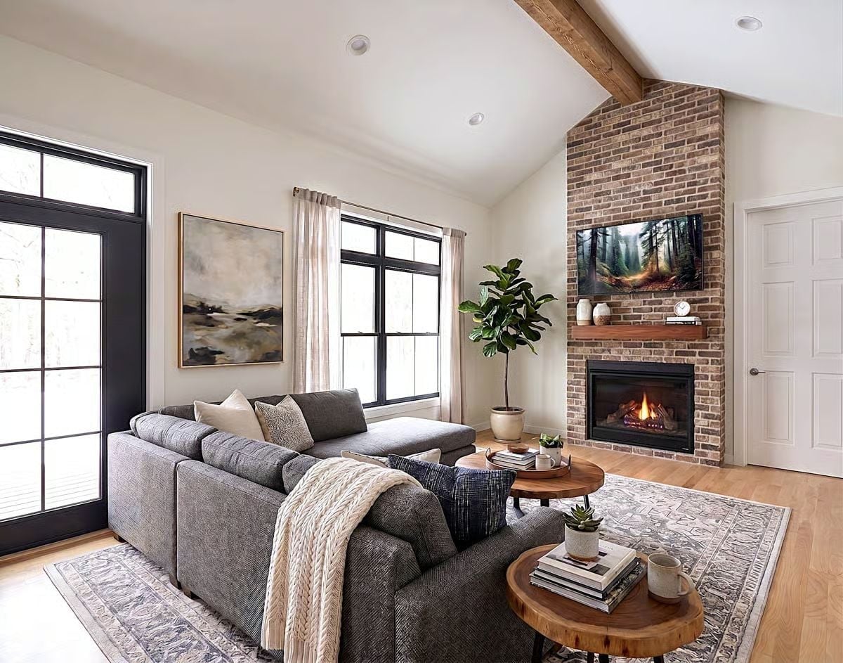 Brick That Goes All the Way to the Ceiling and Earns Every Inch