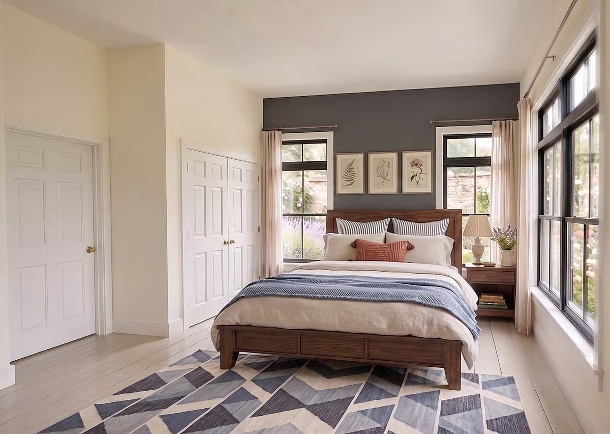 Gray Accent Wall Behind the Bed That Actually Pulls the Room Together