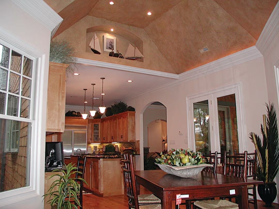 Vaulted Ceiling with Faux Finish and Sailboat Shelf That Actually Earns the Nautical Theme