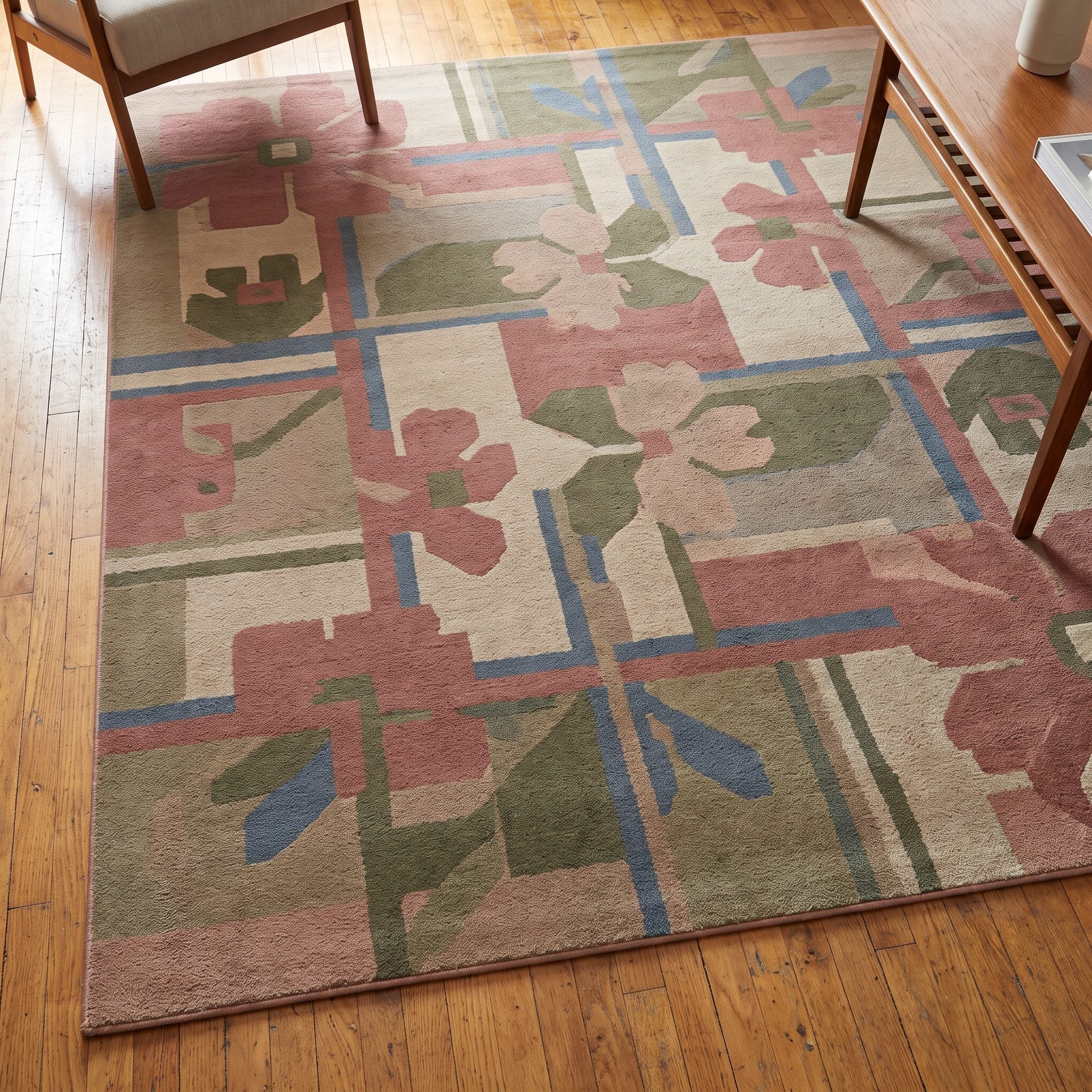 The Large Area Rug Over the Hard Floor: About $150