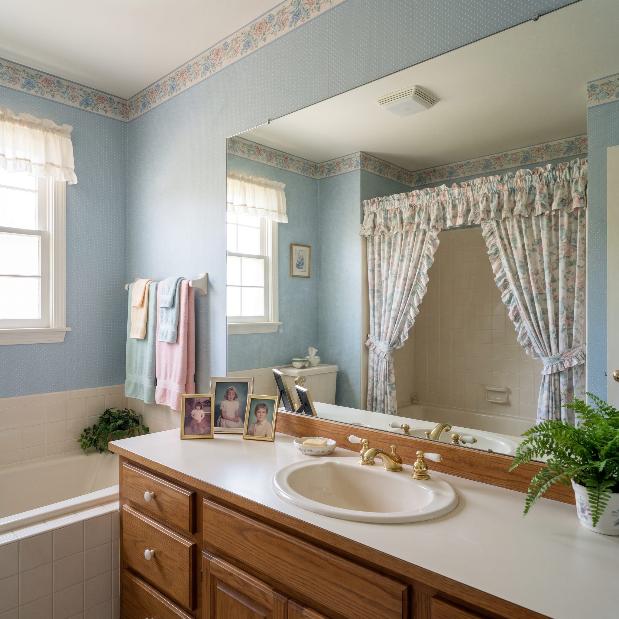 The Large Plate-Glass Mirror Glued Above the Vanity