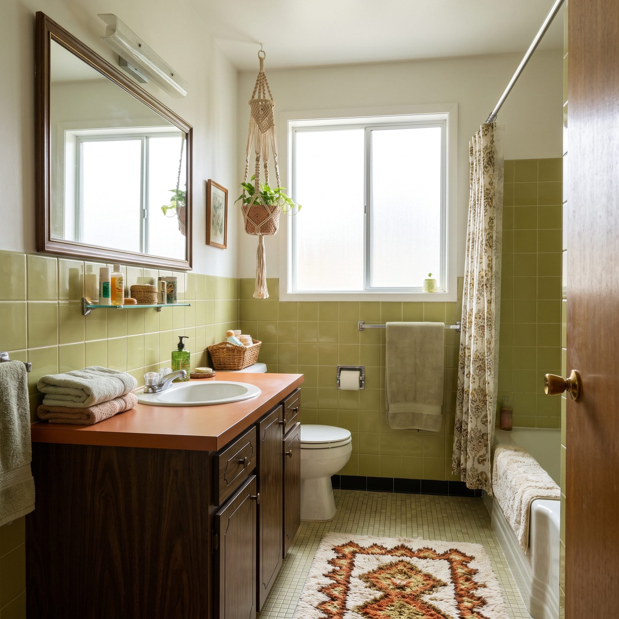 The Large Wall Mirror for a More Modern Vanity Setup: Roughly $30